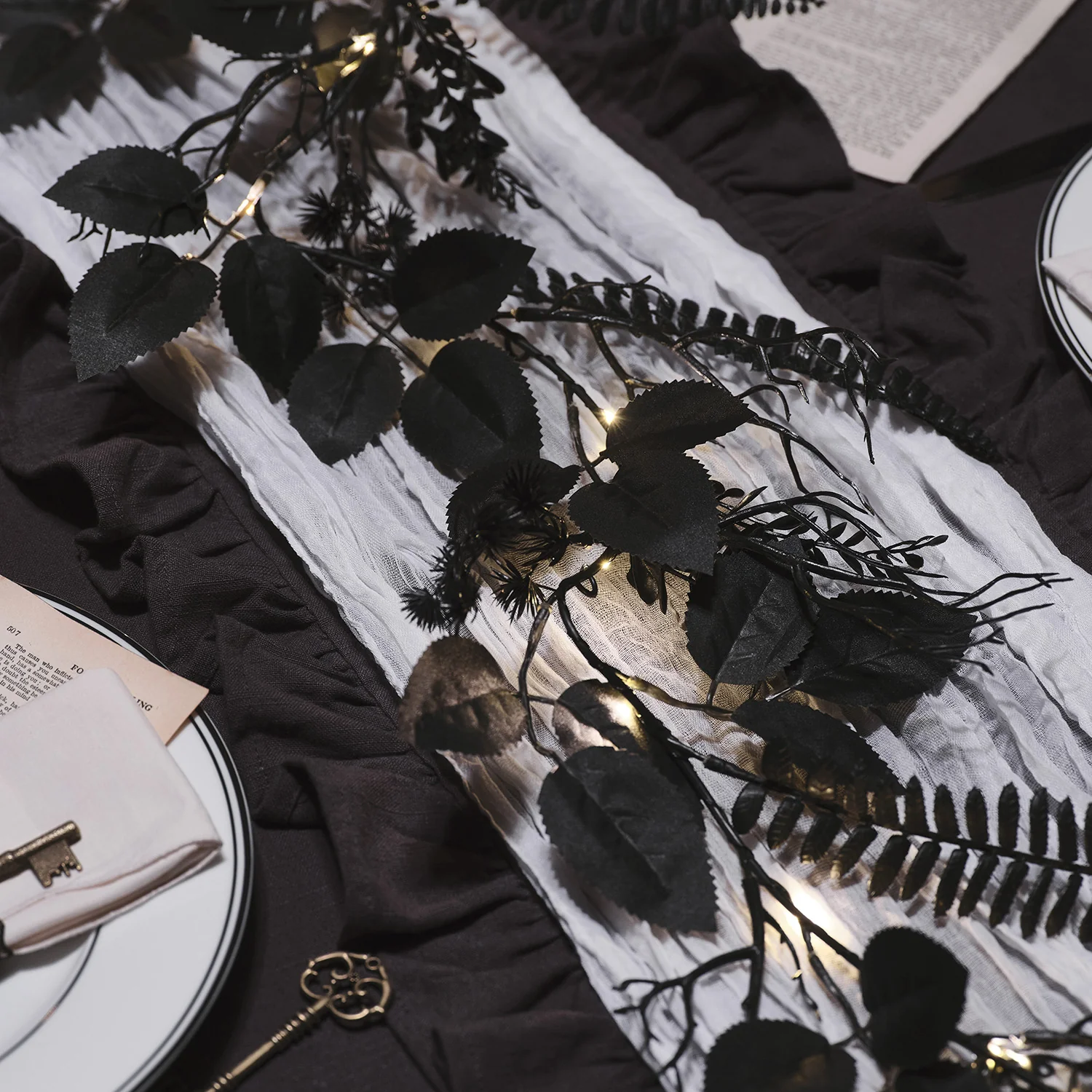 1.8m Pre Lit Black Foliage Halloween Garland - Image 4