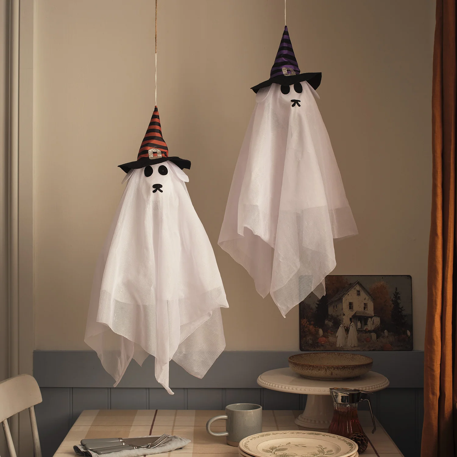 2 Hanging LED Ghost Dog Halloween Decorations - Image 3