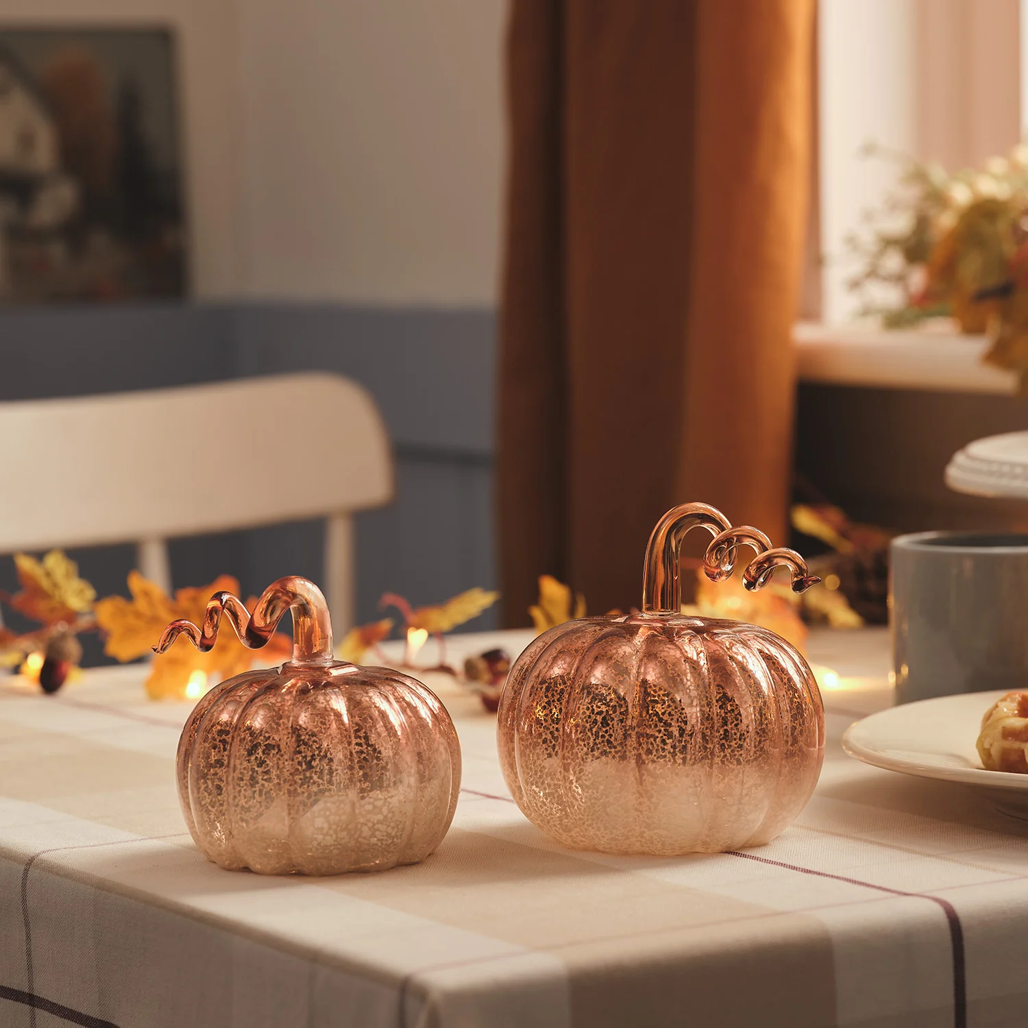 2 Ombre Mercury Glass LED Pumpkin Decorations - Image 10