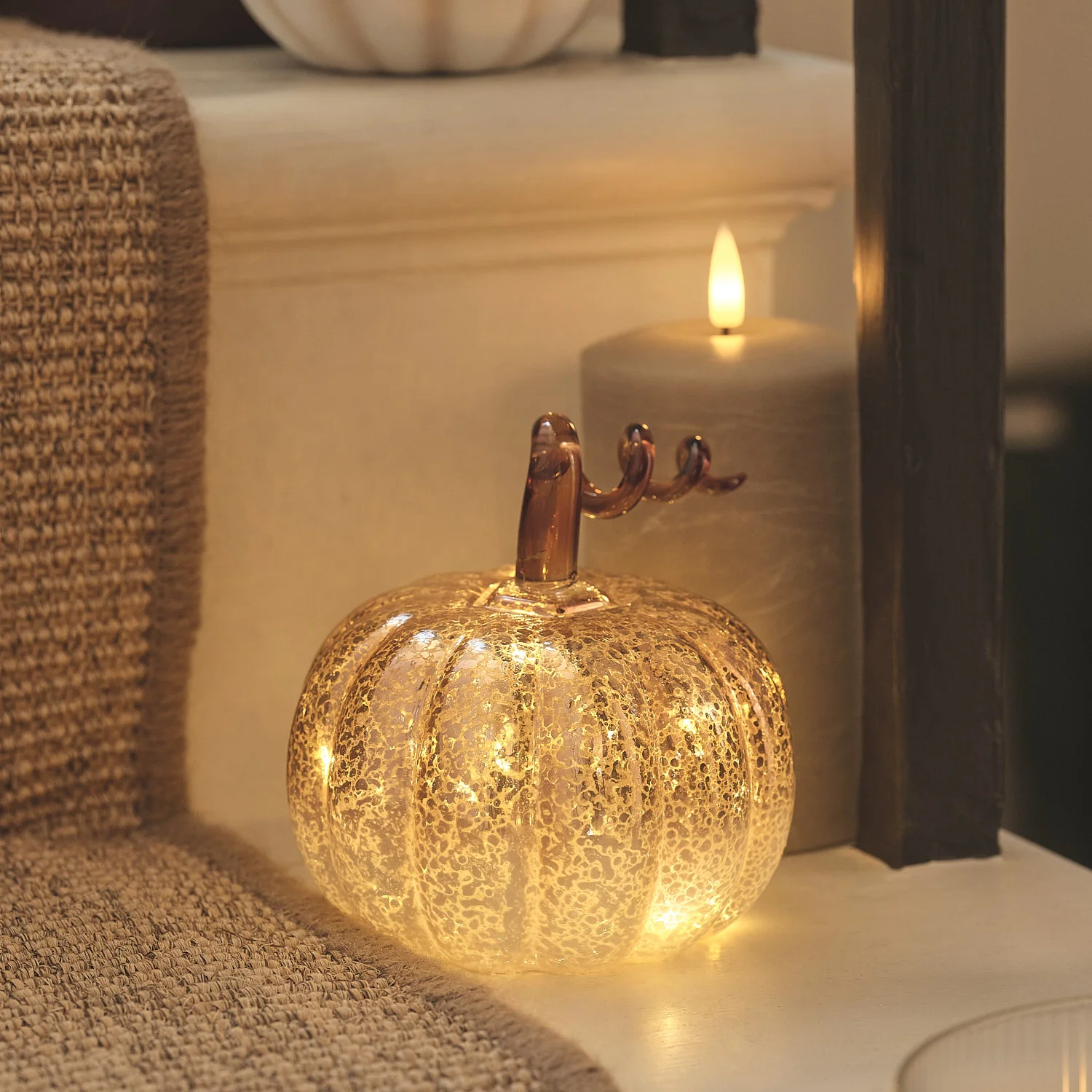 2 Ombre Mercury Glass LED Pumpkin Decorations - Image 8