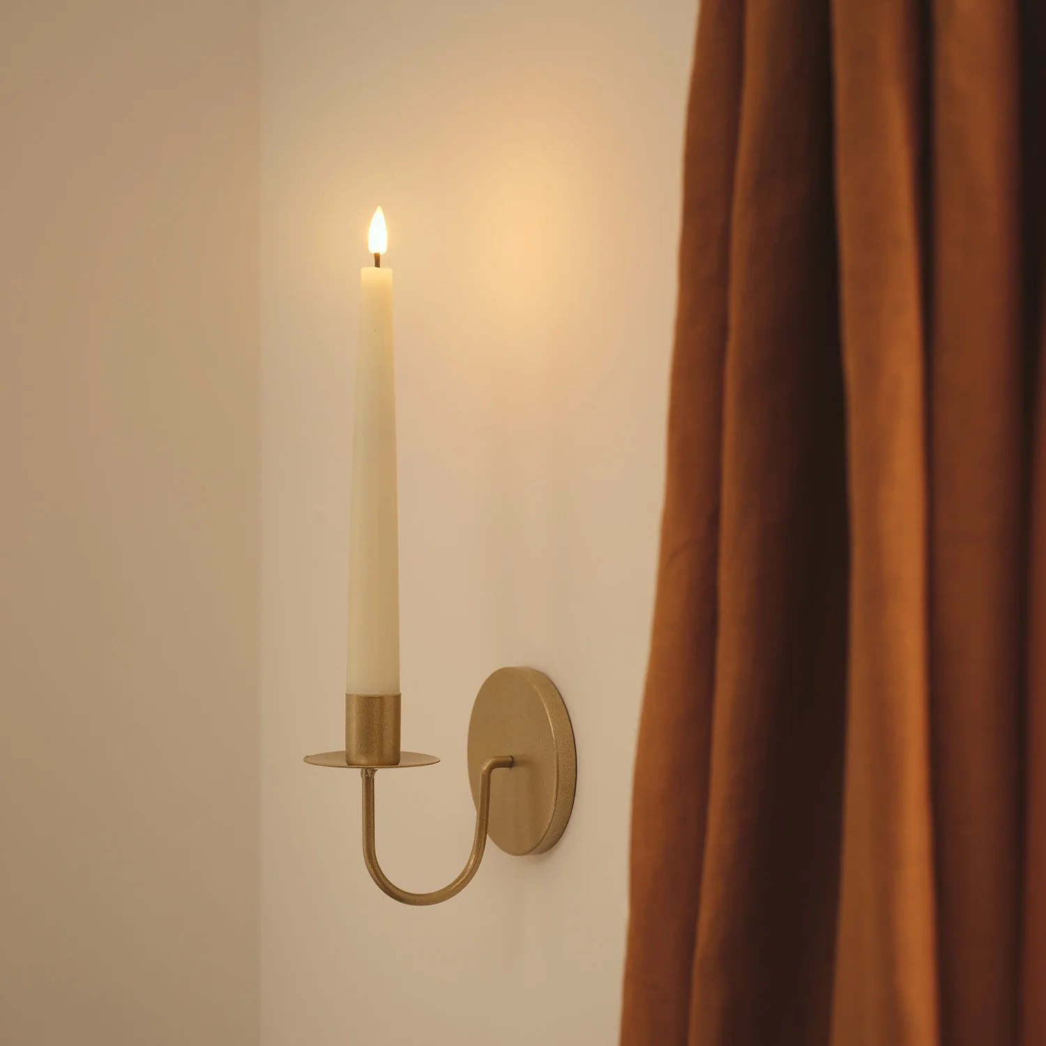 2 TruGlow® Ivory LED Taper Candles and Brass Wall Sconces with Remote Control - Image 3