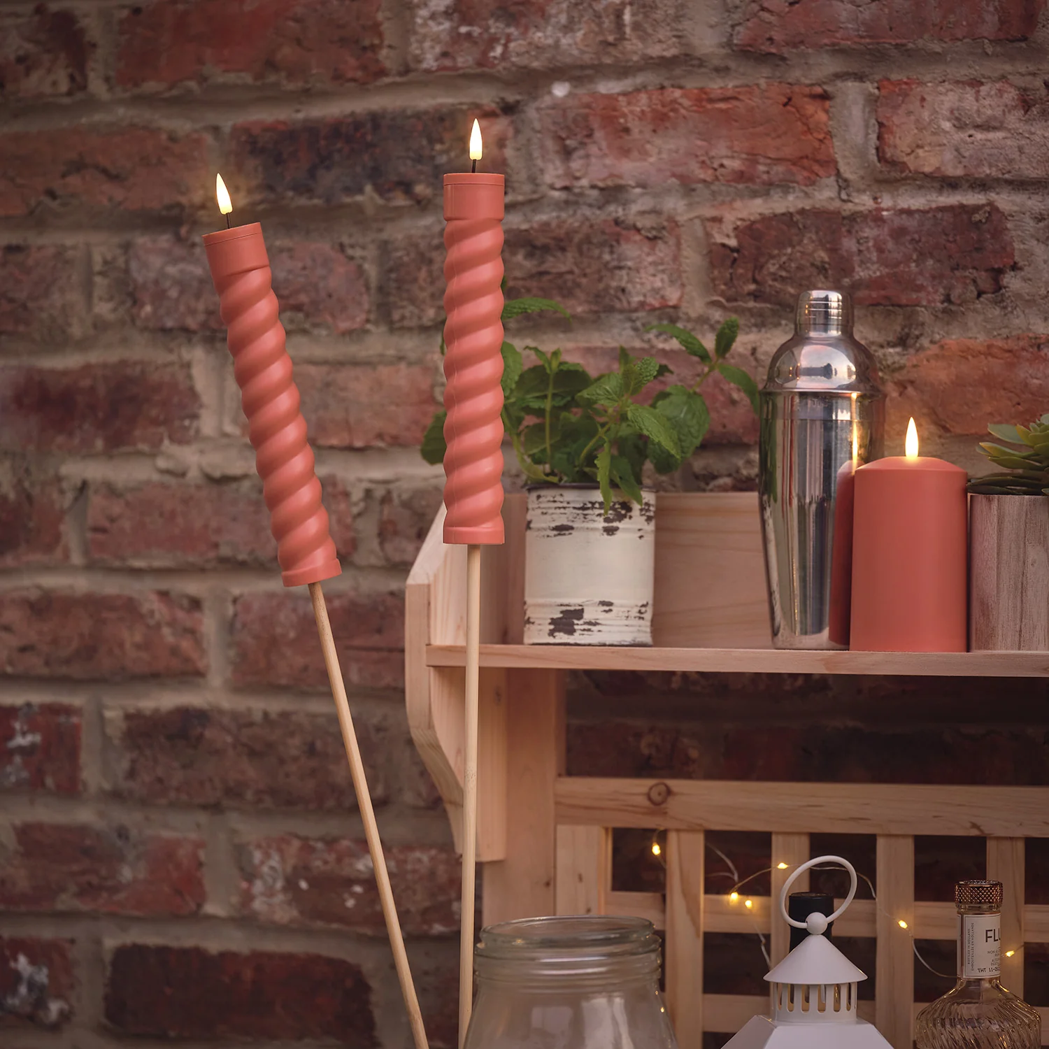2 TruGlow® Terracotta Coloured Solar Tiki Torches With Remote Control - Image 3
