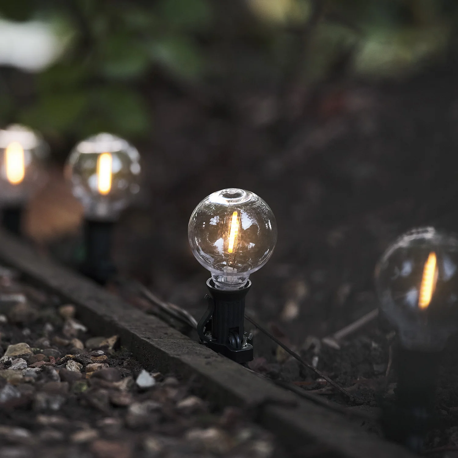20 Warm White Connectable Solar Festoon Lights with Mini Stakes - Image 2