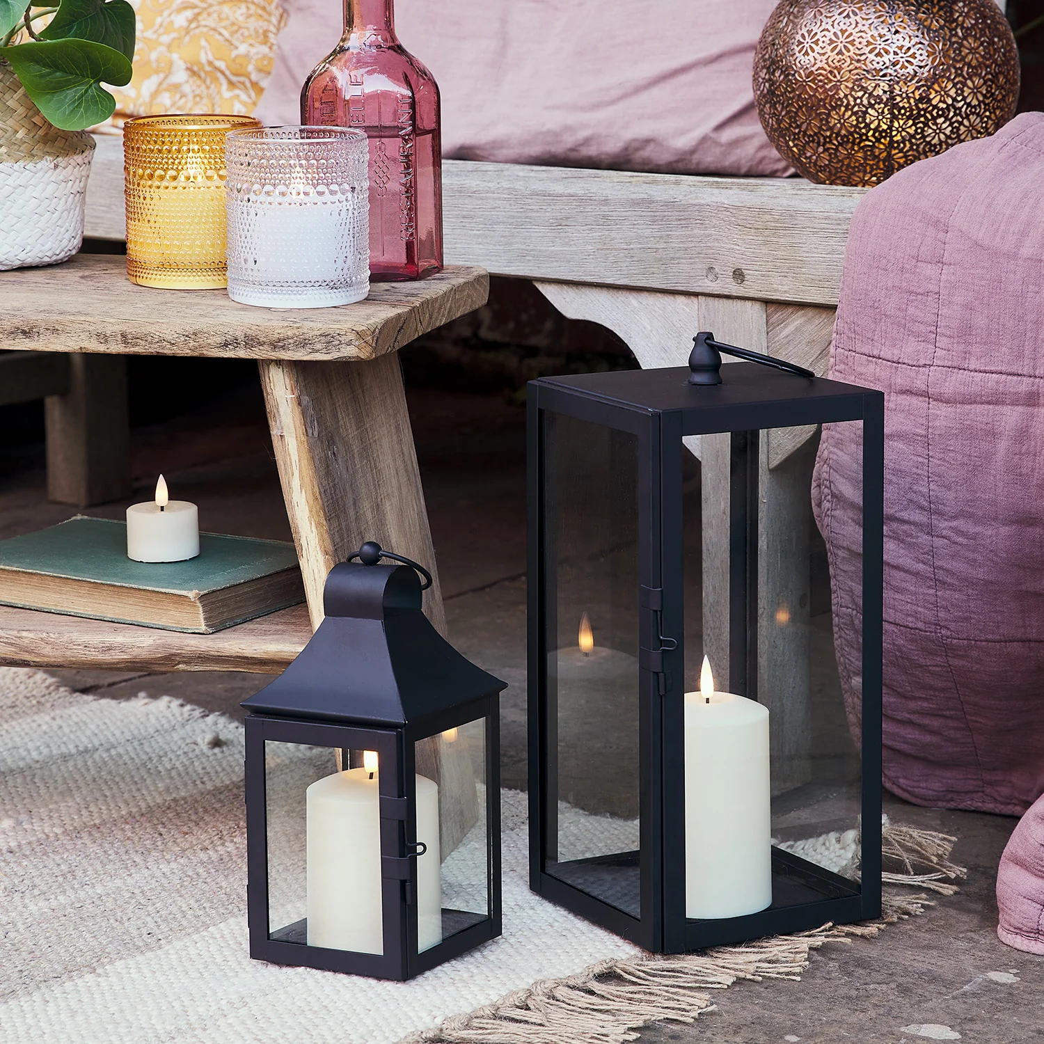 25cm Albury Black Garden Lantern with TruGlow® Candle - Image 4