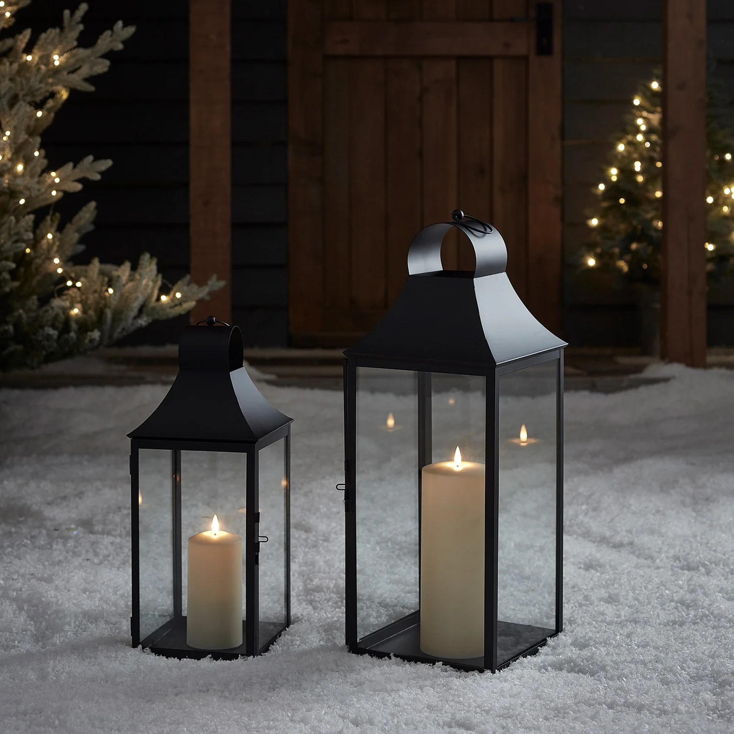 34cm Albury Black Garden Lantern with TruGlow® Candle - Image 8