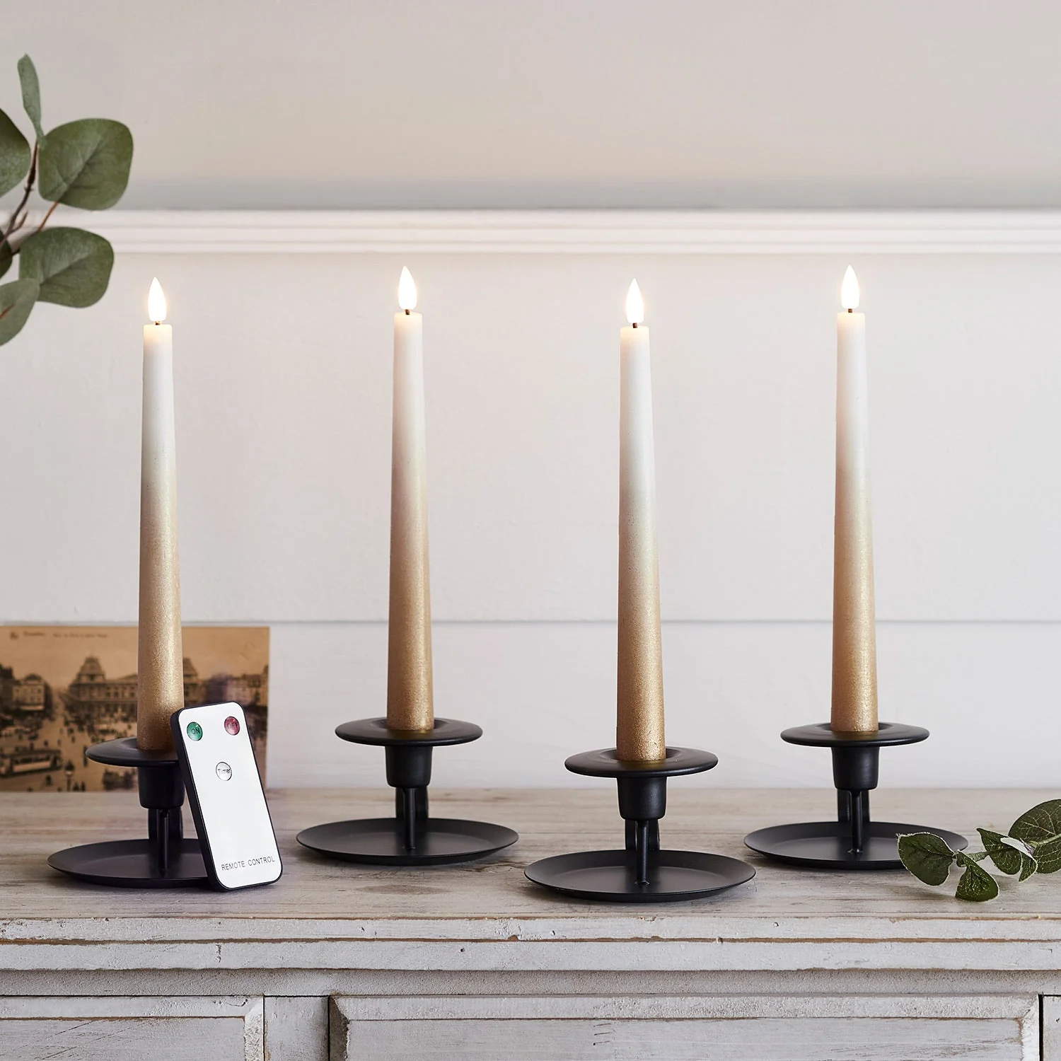 4 Bronze Ombre TruGlow® Remote Control LED Taper Candles - Image 3