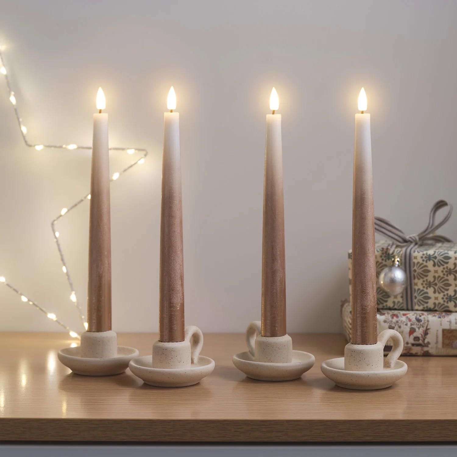 4 Bronze Ombre TruGlow® Remote Control LED Taper Candles - Image 5