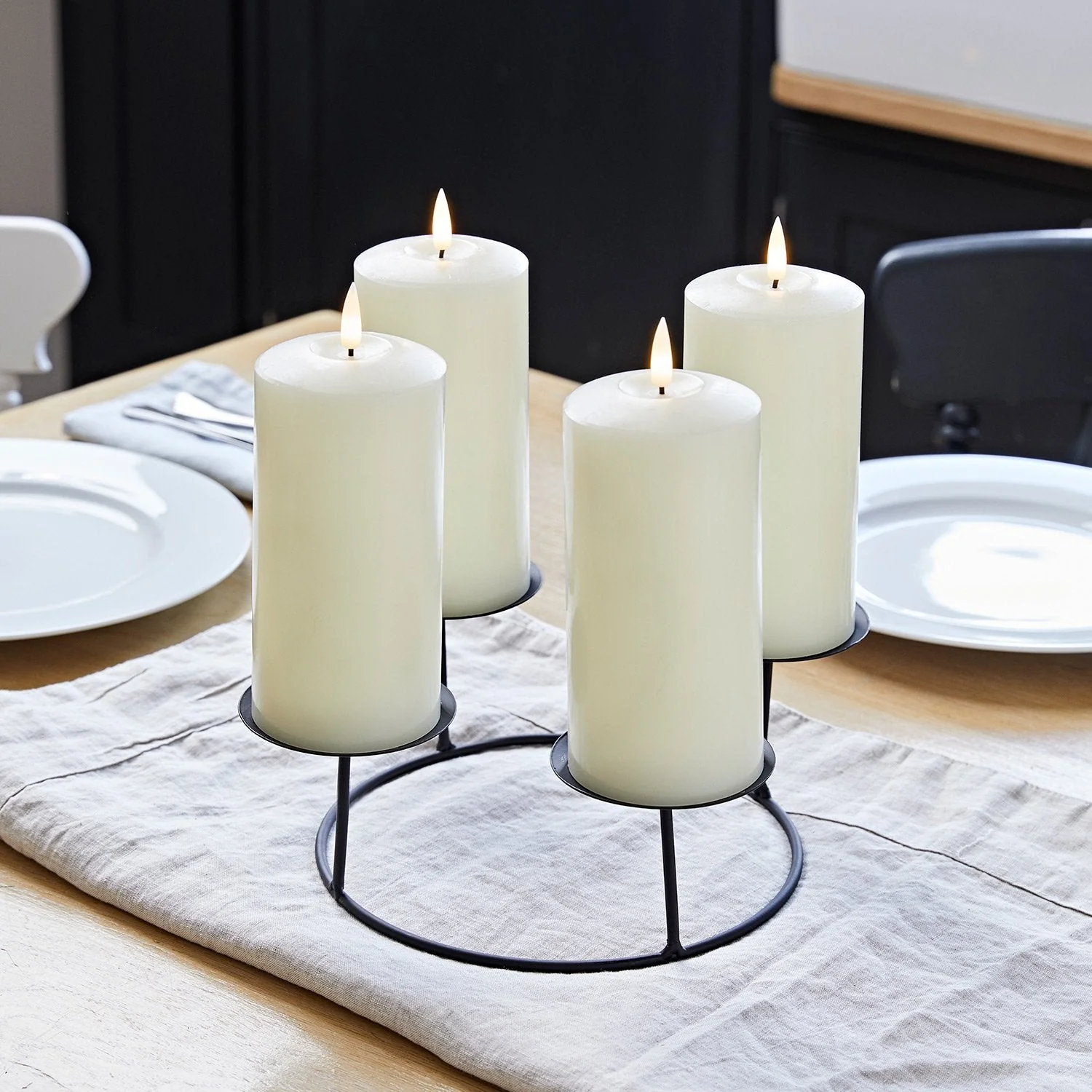 4  TruGlow® Ivory LED Pillar Candles & Table Candle Holder - Image 6