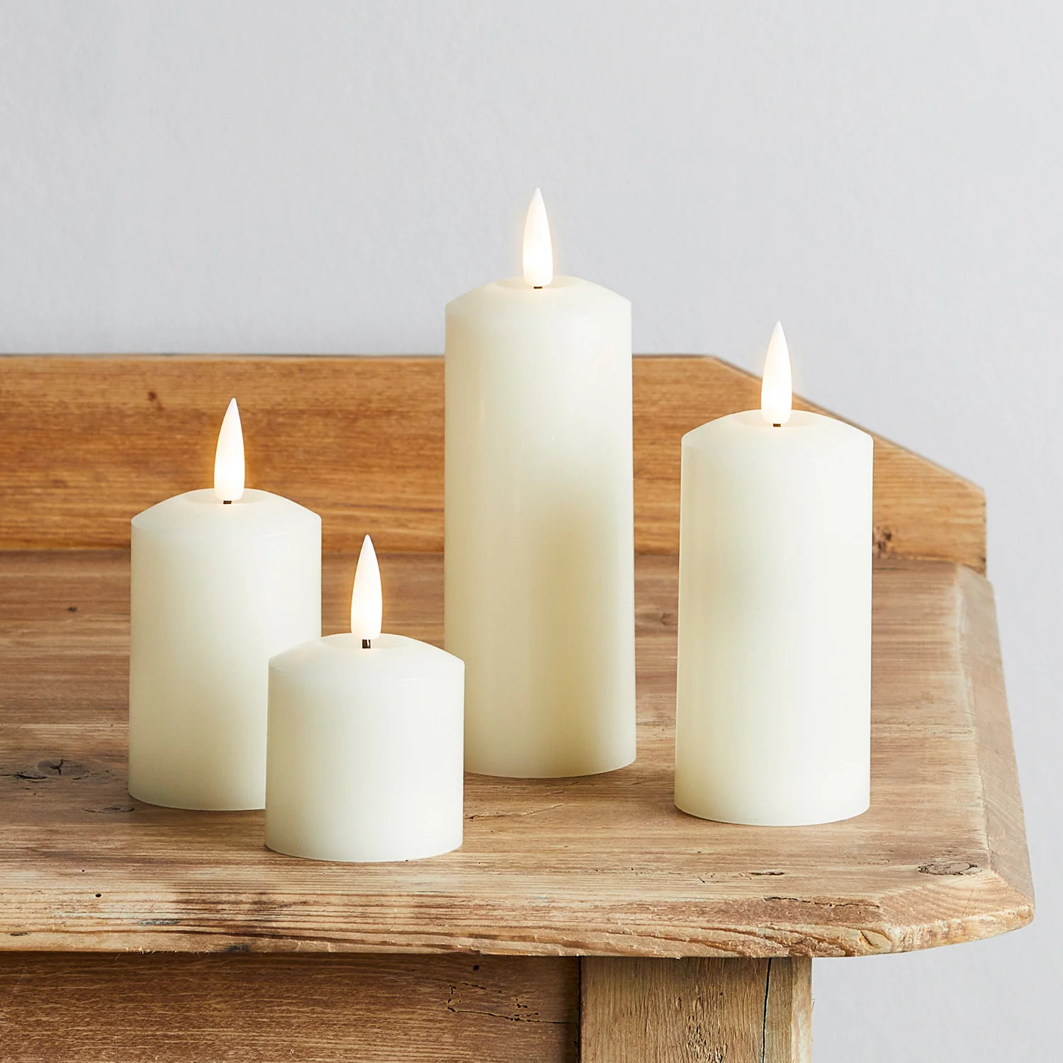 4 TruGlow® Ivory Slim Pillar Candles With Remote Control - Image 2