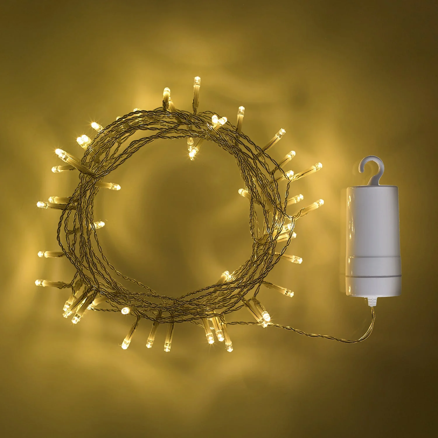 50 Warm White LED Outdoor Battery Fairy Lights On Clear Cable - Image 2