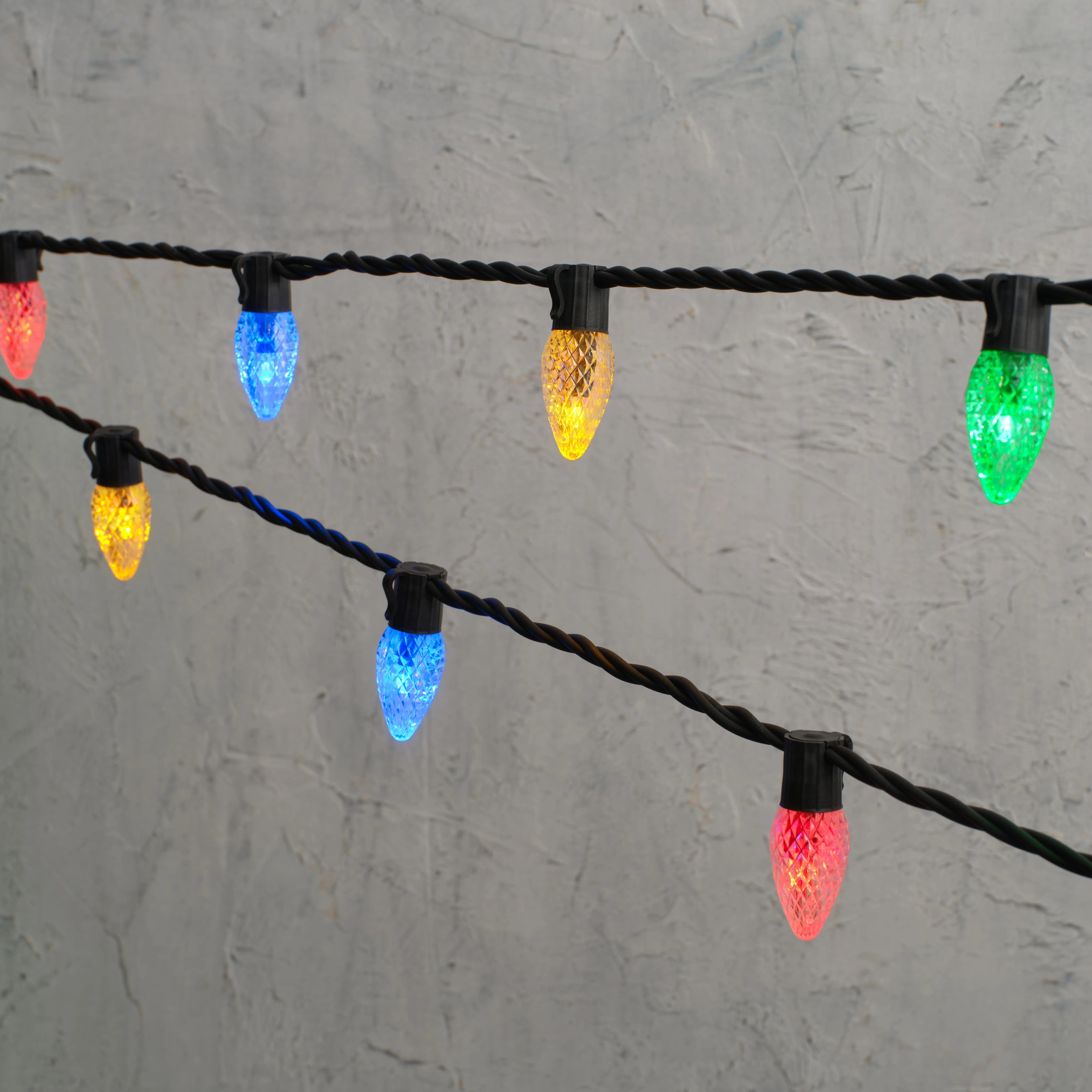 Plus Connect Multi Coloured Connectable C9 Fairy Lights Black Cable