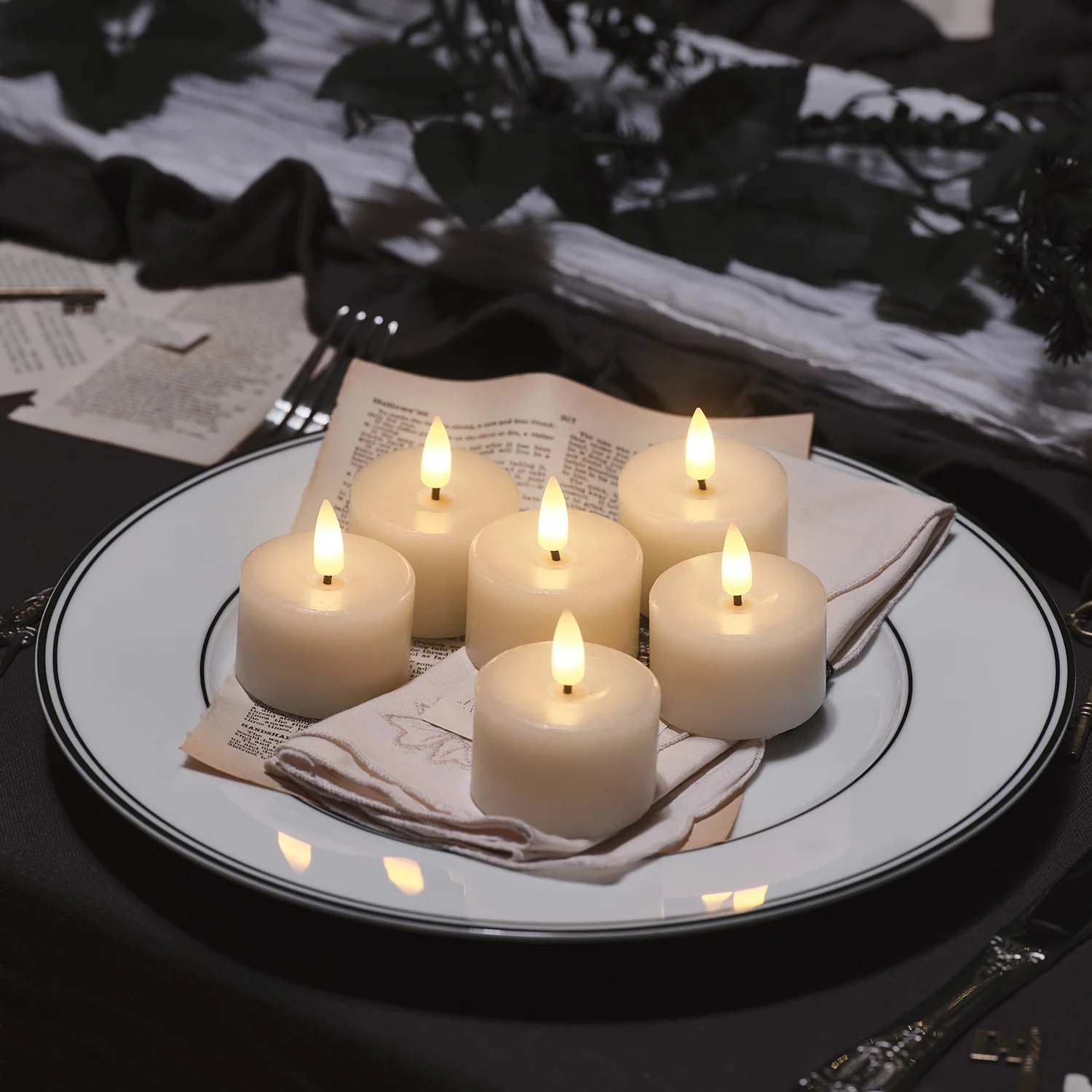 6 Ivory TruGlow® LED Mini Votive Candles With Remote Control - Image 6