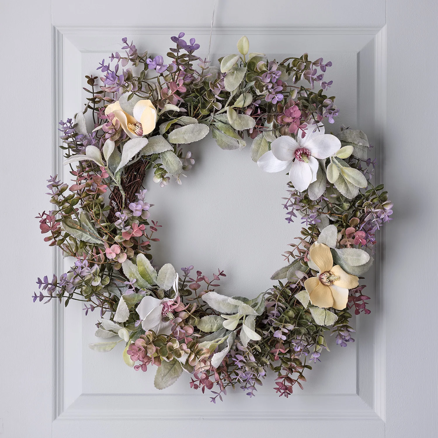 60cm Oversized Pre Lit Spring Flower Wreath - Image 2