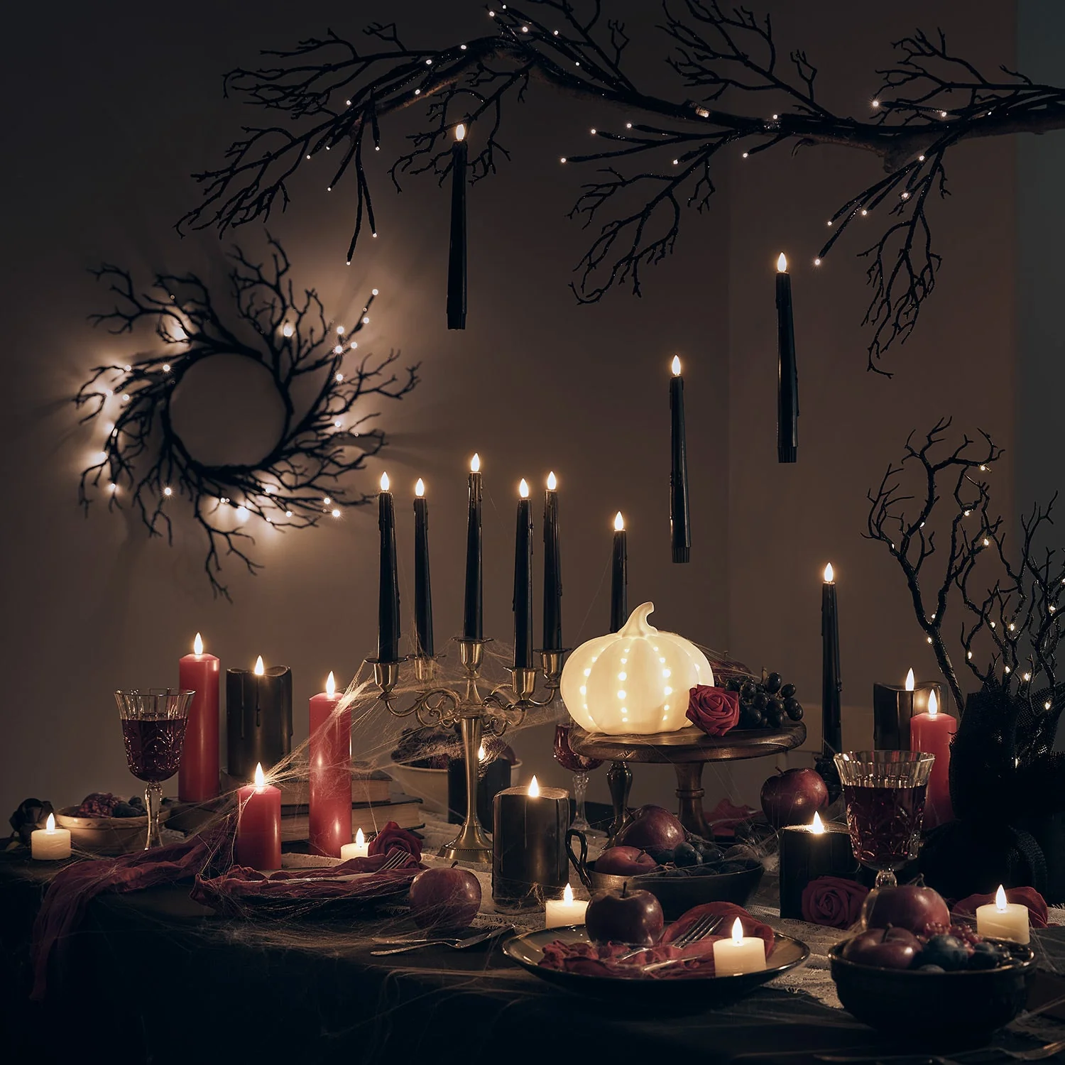 8 TruGlow® Black Dripping Wax LED Taper Candles With Remote Control - Image 4