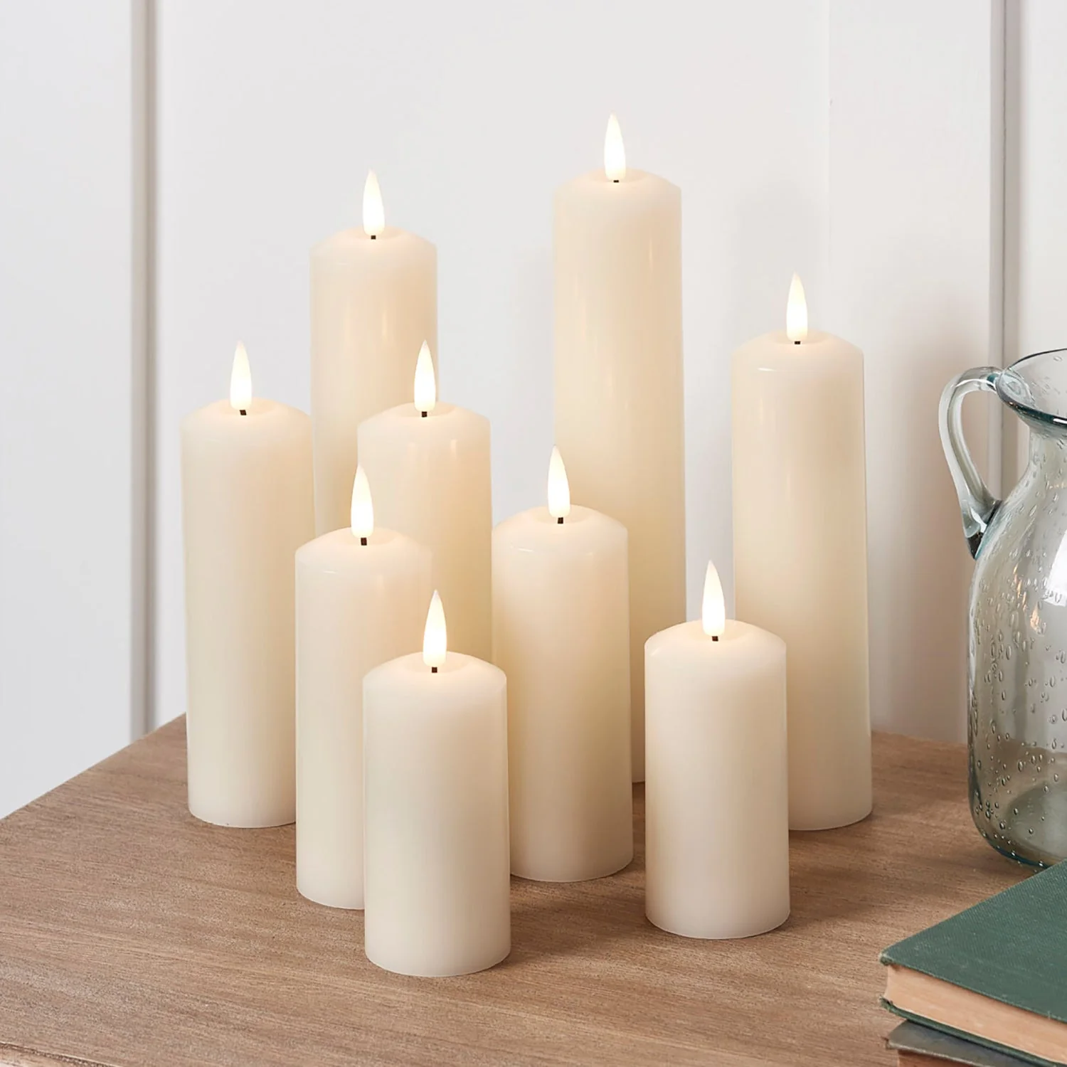 9 TruGlow® Ivory LED Slim Pillar Candles With Remote Control - Image 10