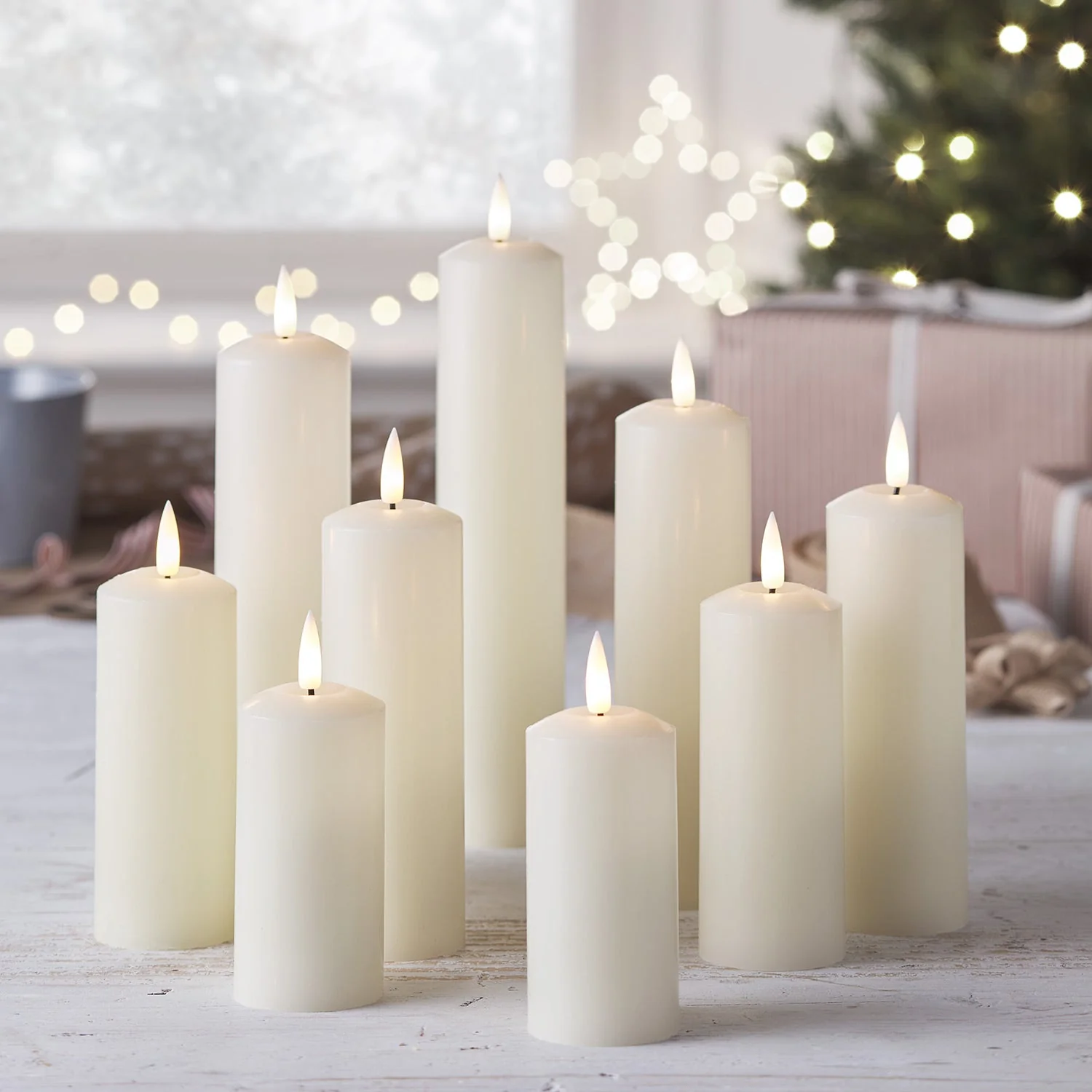 9 TruGlow® Ivory LED Slim Pillar Candles With Remote Control - Image 5
