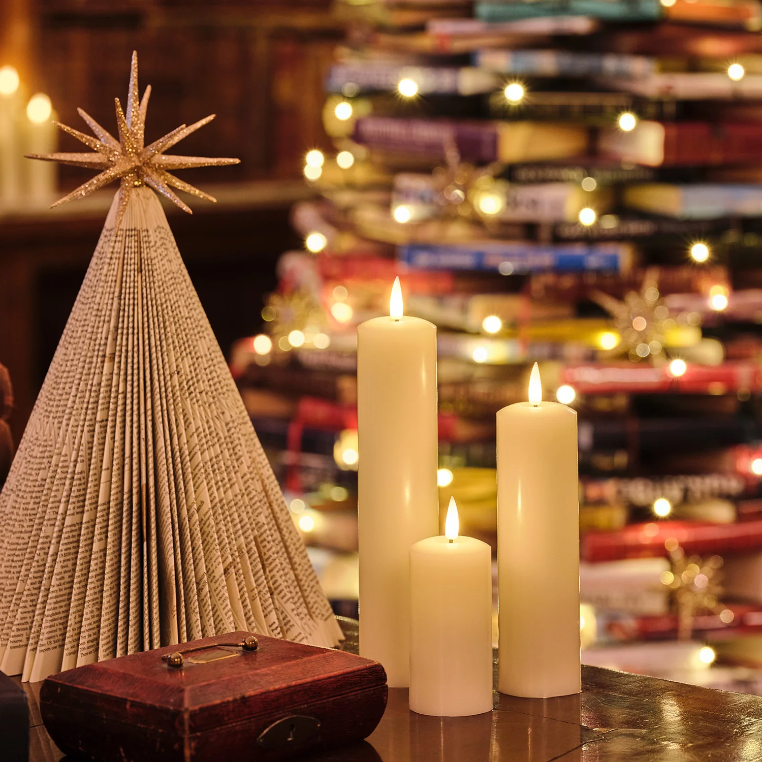 9 TruGlow® Ivory LED Slim Pillar Candles With Remote Control - Image 7