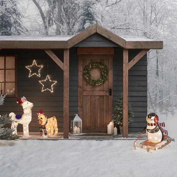 Alpaca, Sledging Penguin & French Bulldog Christmas Figures - Image 5