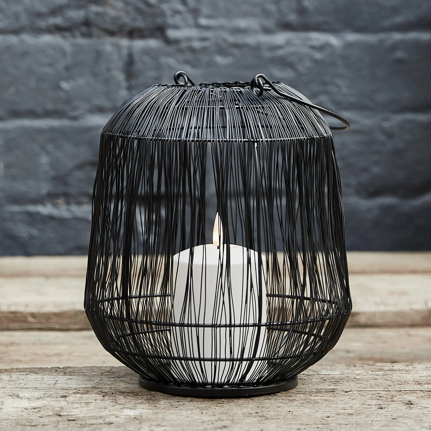 Antonio Large Black Garden Lantern with TruGlow® Candle - Image 2