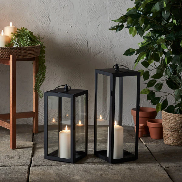 Bowen Black Garden Lantern Duo with White TruGlow® Candles - Image 3