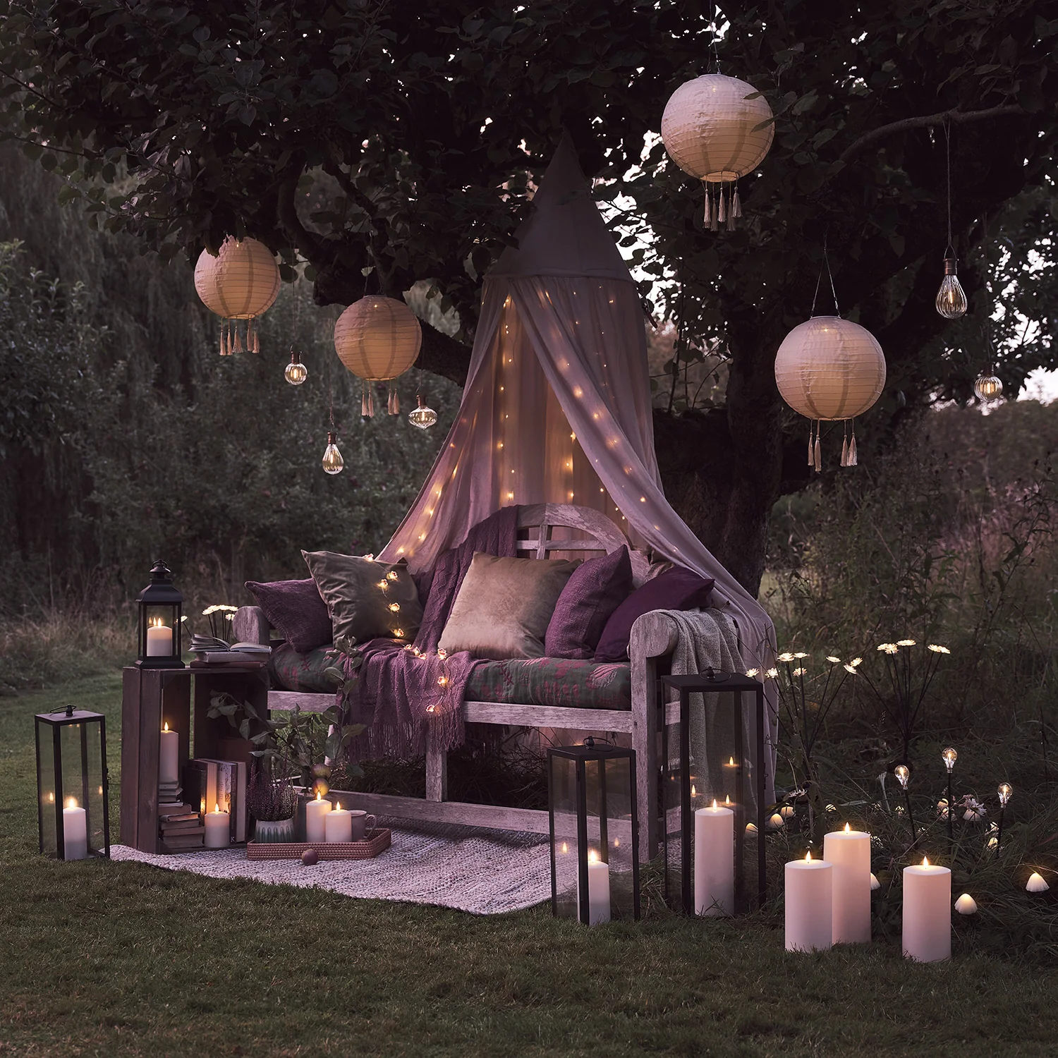 Bowen Large Black Garden Lantern with White TruGlow® Candle - Image 4