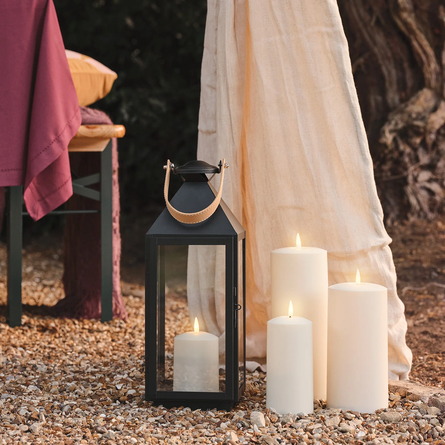 Brixham Regular Leather Effect Handle Lantern with TruGlow®Candle and Remote Control - Image 7