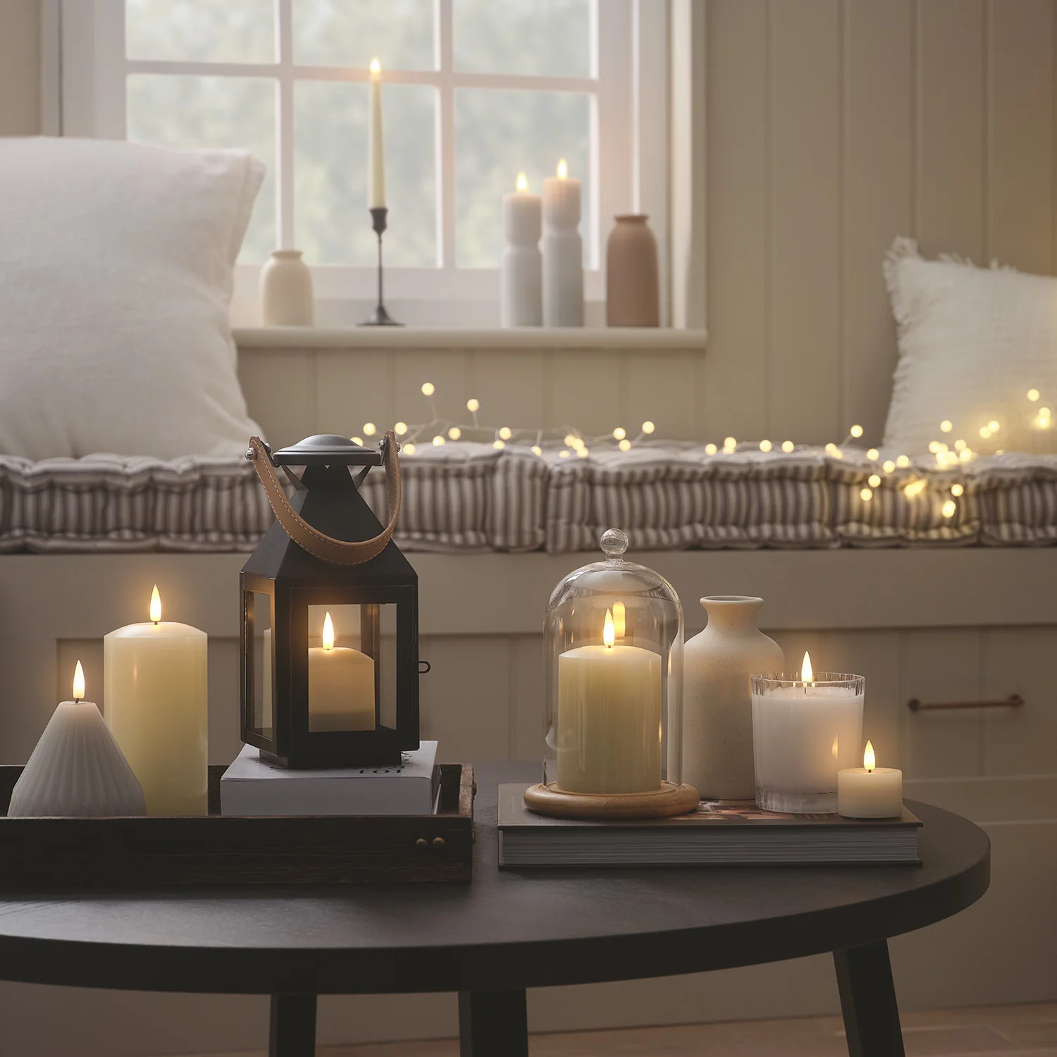 Brixham Small Leather Effect Handle Lantern with TruGlow® Candle and Remote Control - Image 7