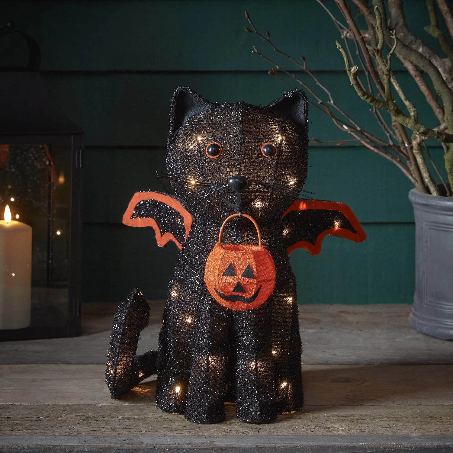 Broom, Cat & Witch's Leg Outdoor Halloween Decorations - Image 2