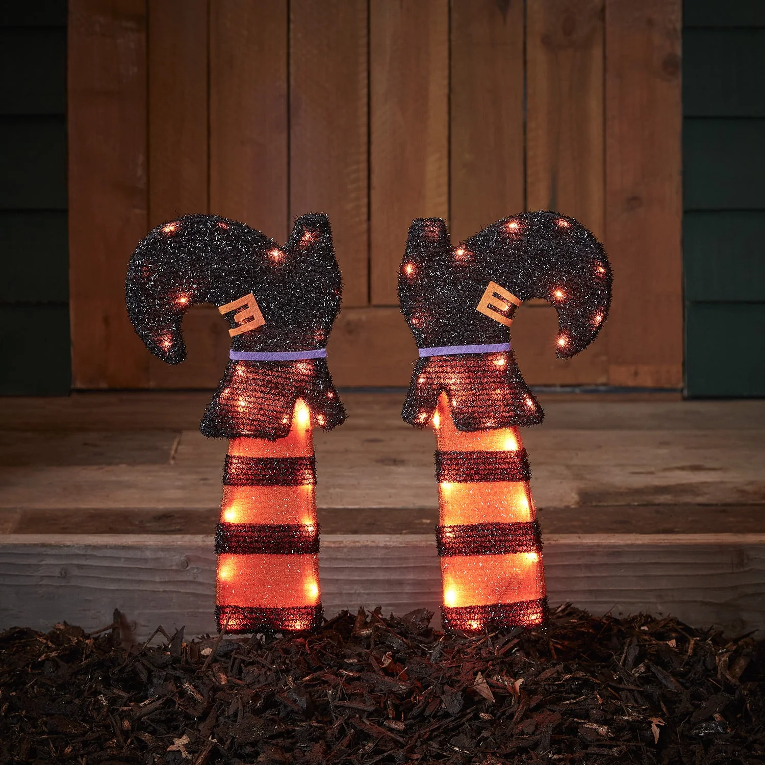 Broom, Cat & Witch's Leg Outdoor Halloween Decorations - Image 4