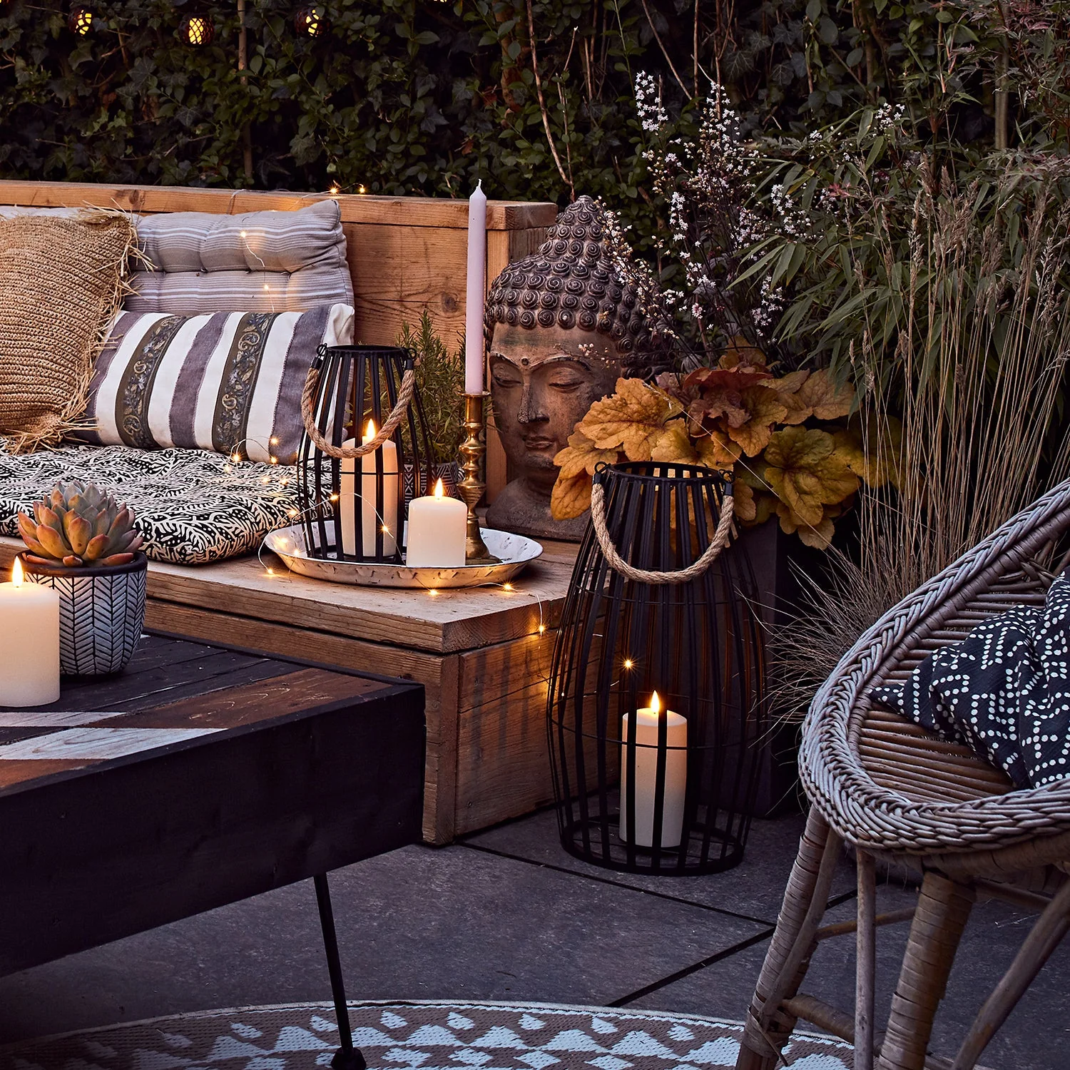 Canberra Slatted Outdoor Lantern with TruGlow® Candle And Remote Control - Image 11