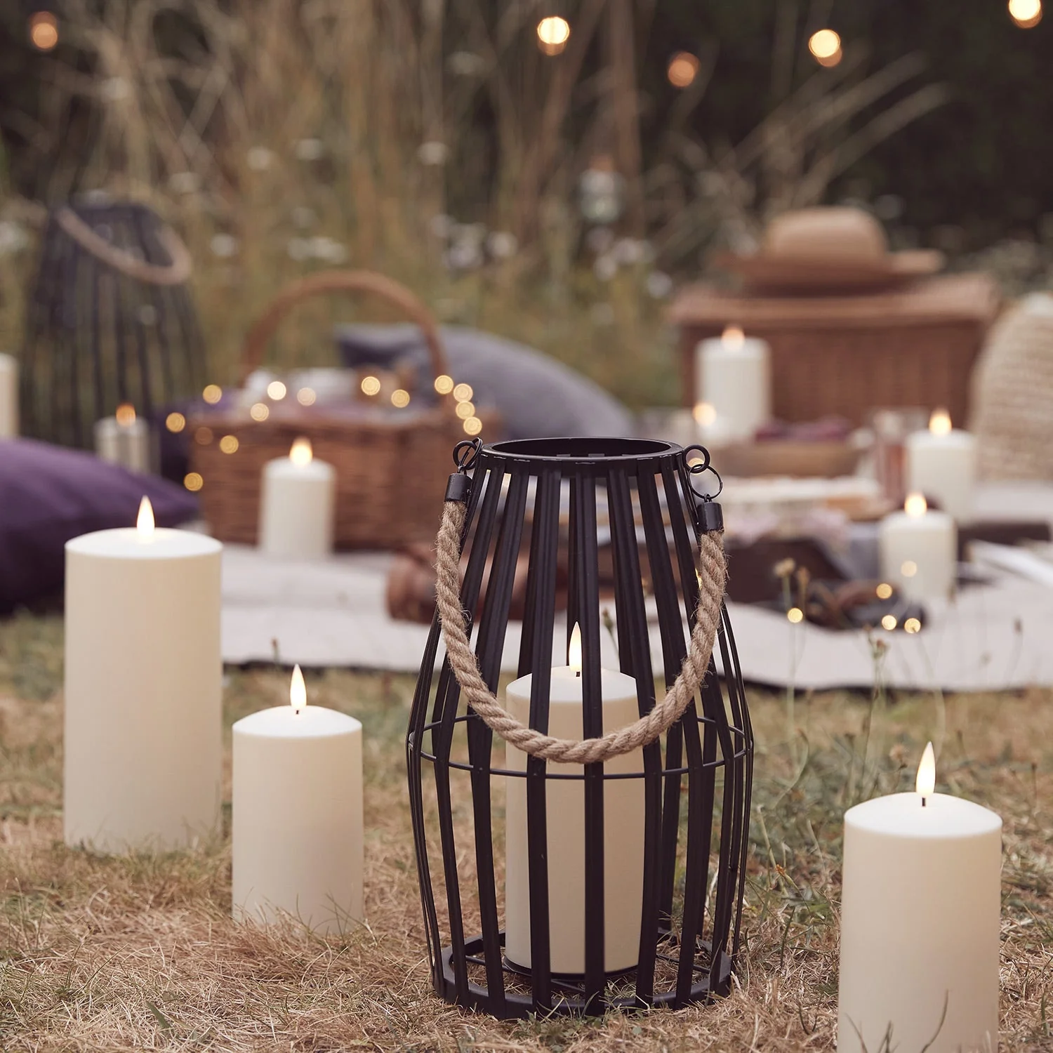 Canberra Slatted Outdoor Lantern with TruGlow® Candle And Remote Control - Image 2