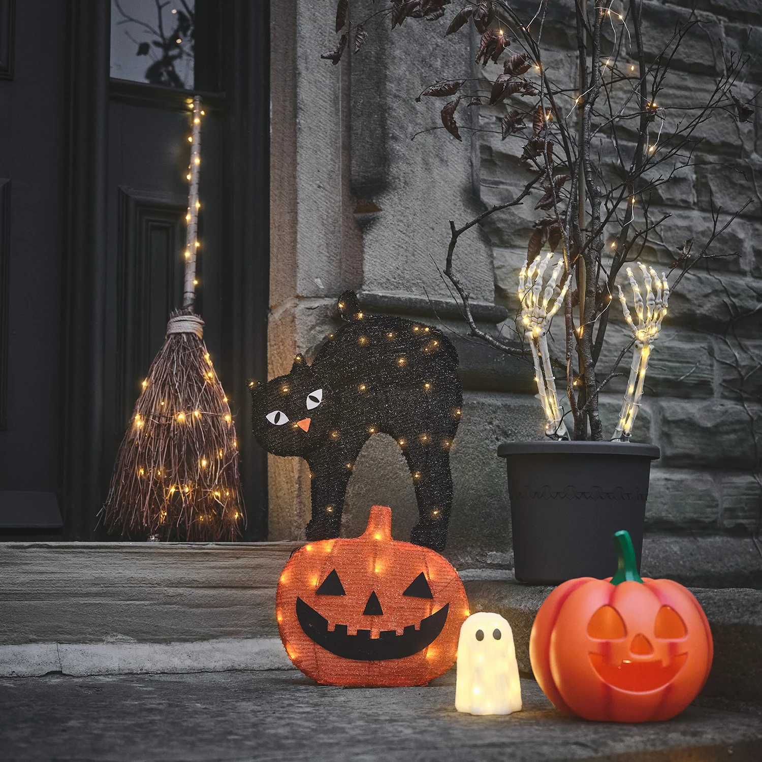 Halloween Cat & Pumpkin Outdoor Stake Light - Image 3