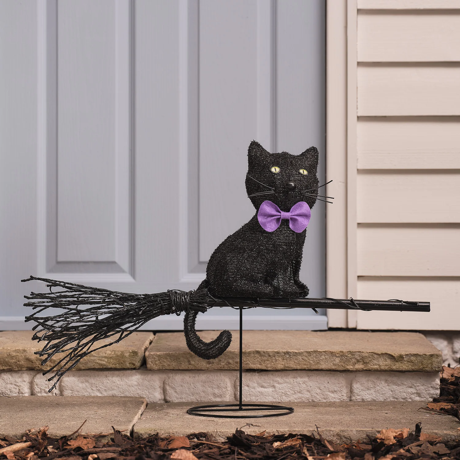 Cat on a Broom Outdoor LED Halloween Decoration - Image 3