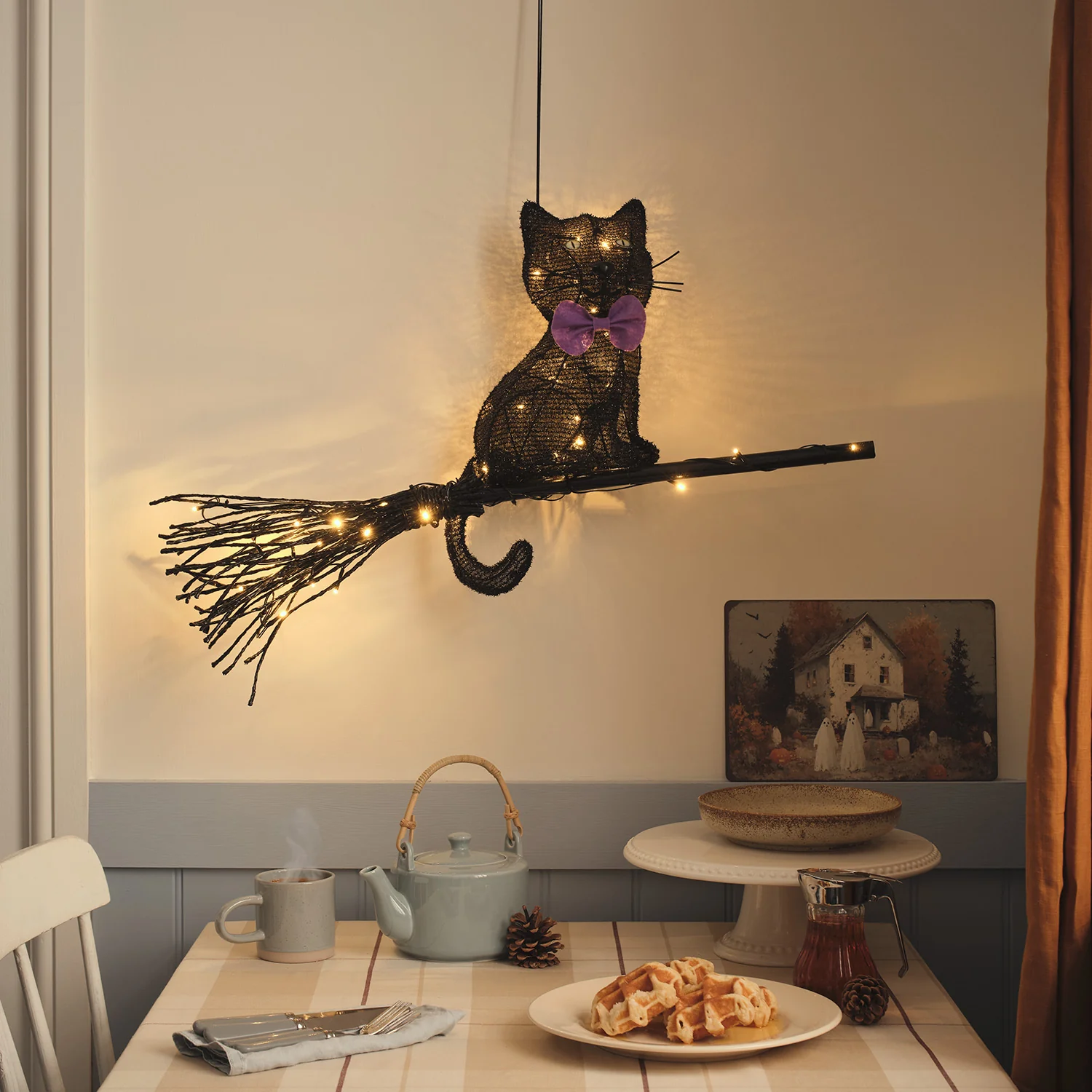 Cat on a Broom Outdoor LED Halloween Decoration - Image 5