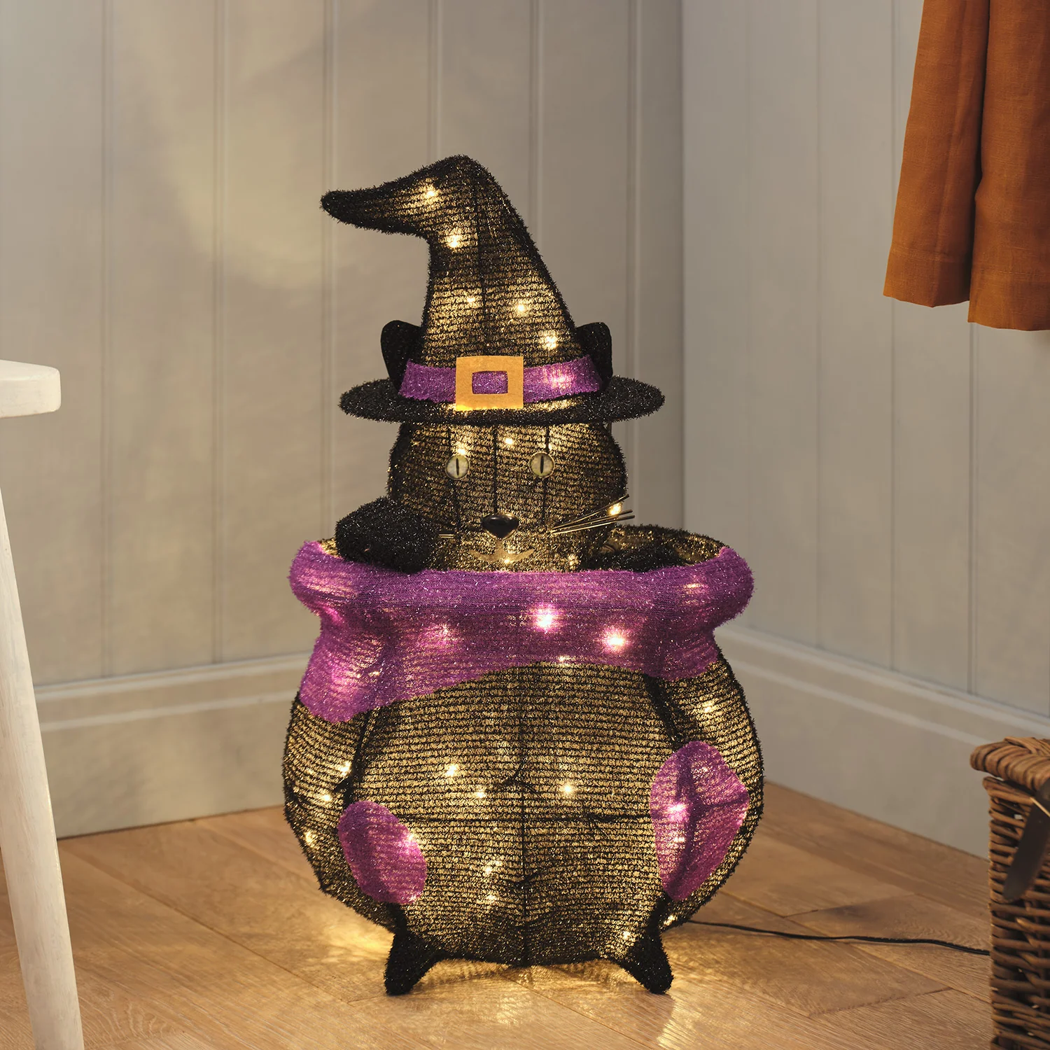 Cauldron Cat Outdoor LED Halloween Figure - Image 5