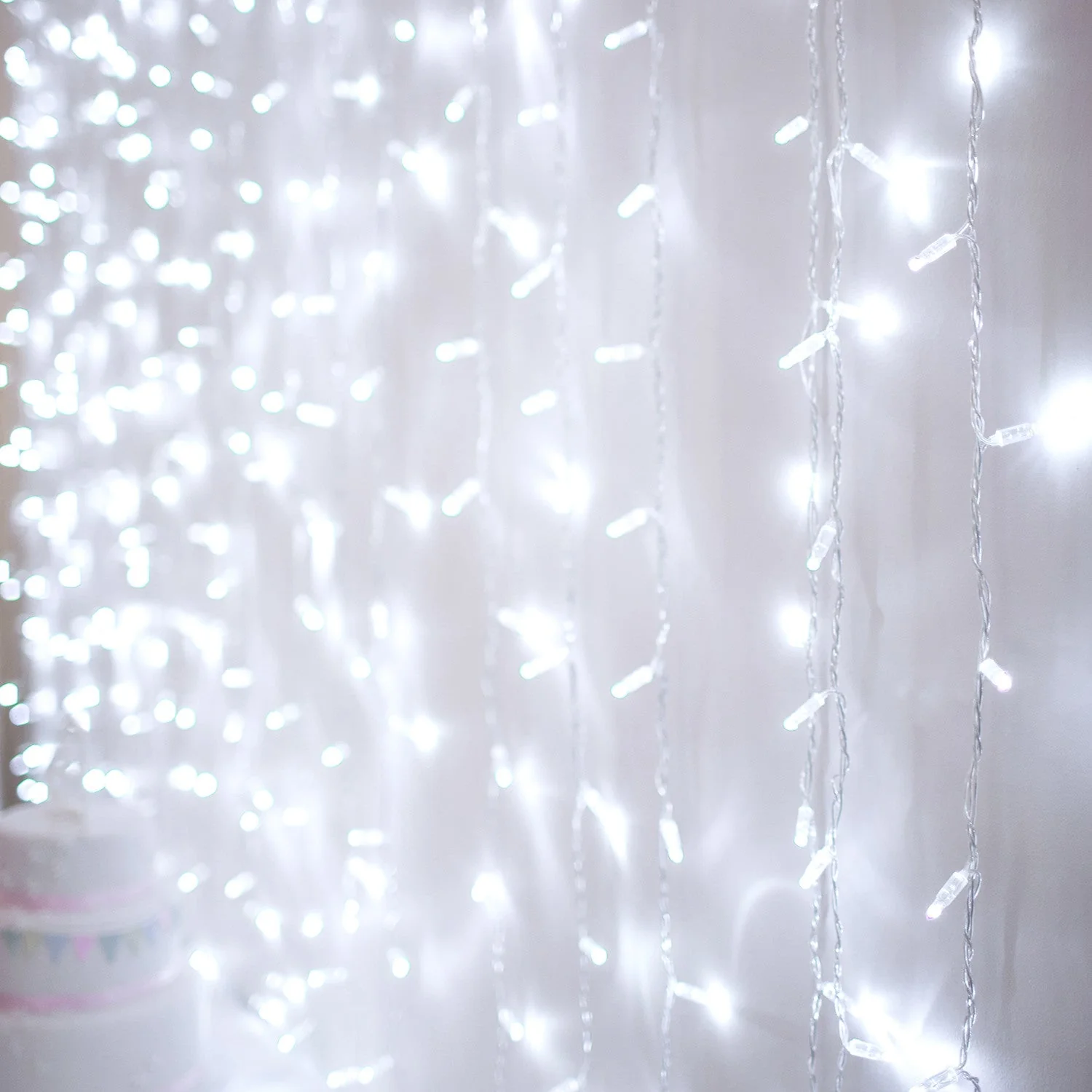 Core Connect 2m x 3m 288 White Connectable Curtain Lights Clear Cable