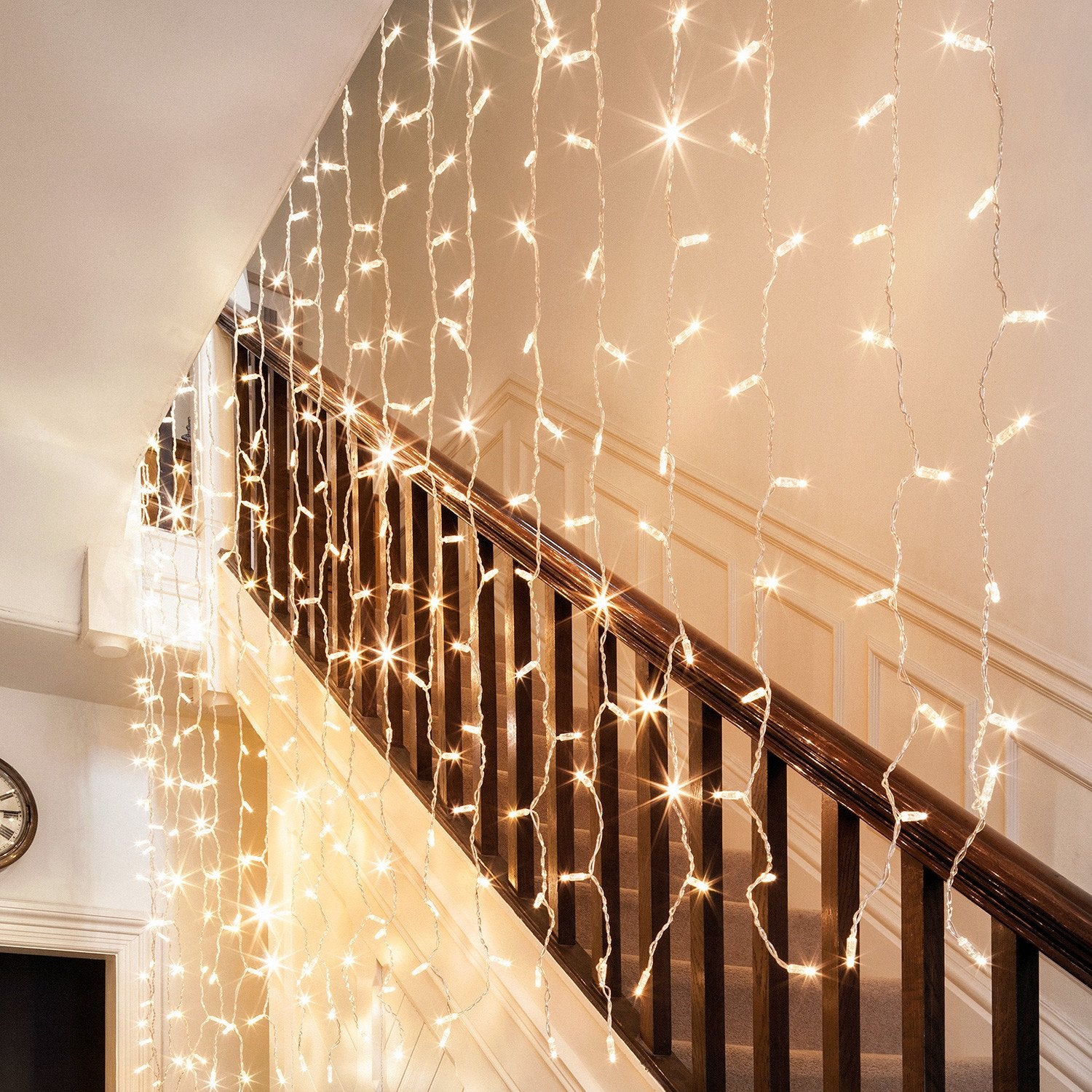 Core Connect 6m x 3m 864 Warm White Connectable Curtain Lights Clear Cable
