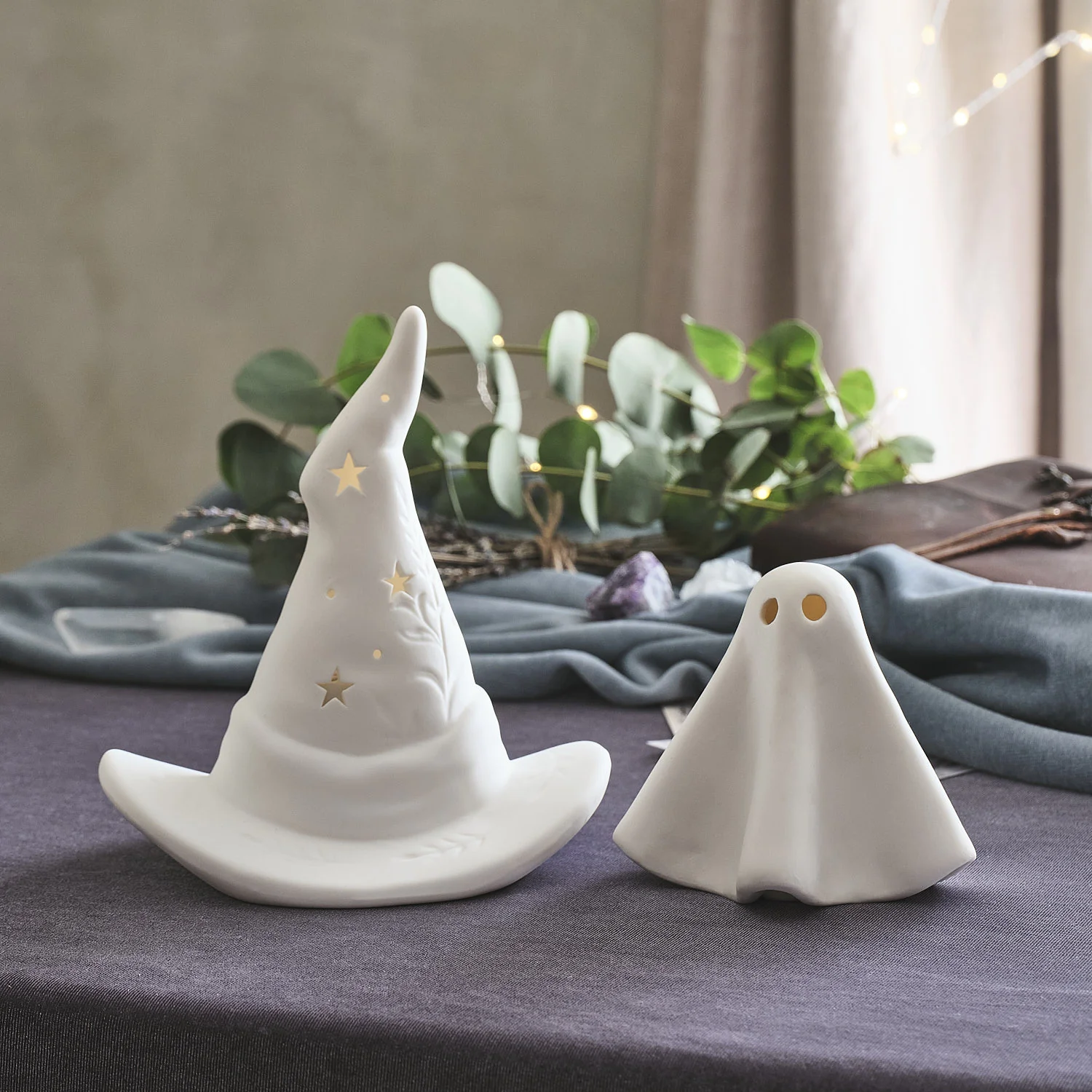 Gerald the Ghost & Witches Hat Porcelain LED Halloween Decorations - Image 2