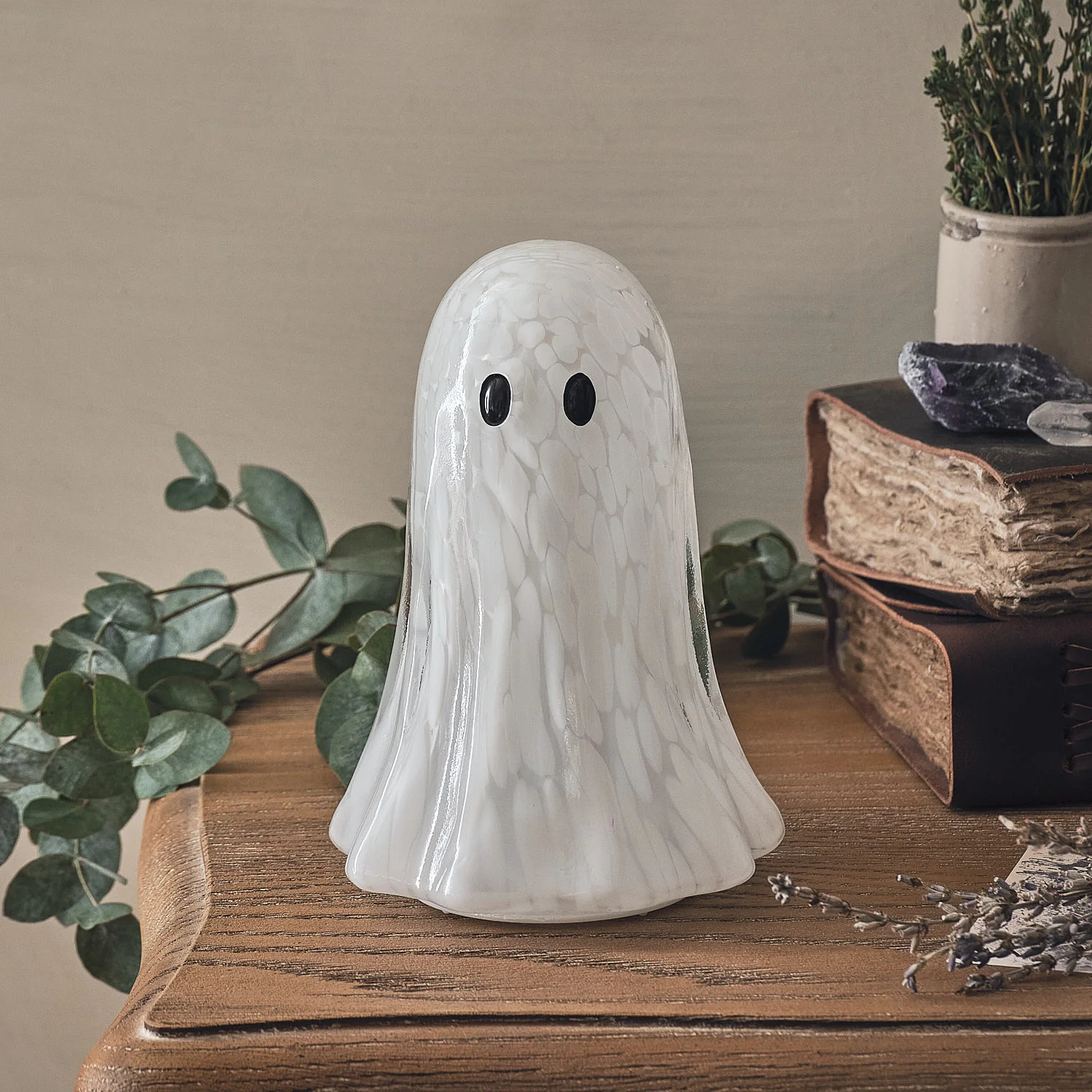 Gertie the Ghost Large Confetti Glass LED Halloween Decoration - Image 2