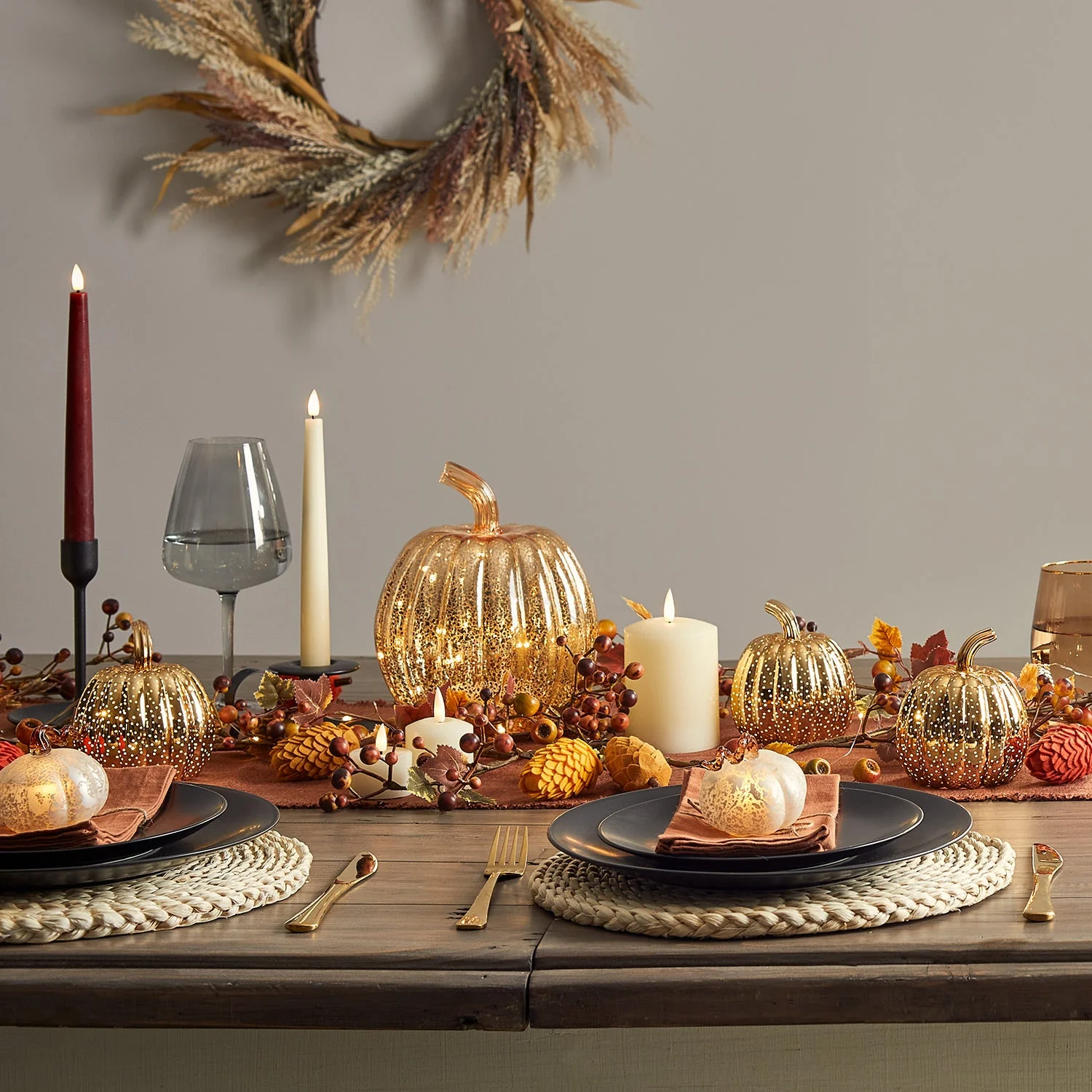 Mercury Gold Light Up Pumpkin Decoration - Image 9