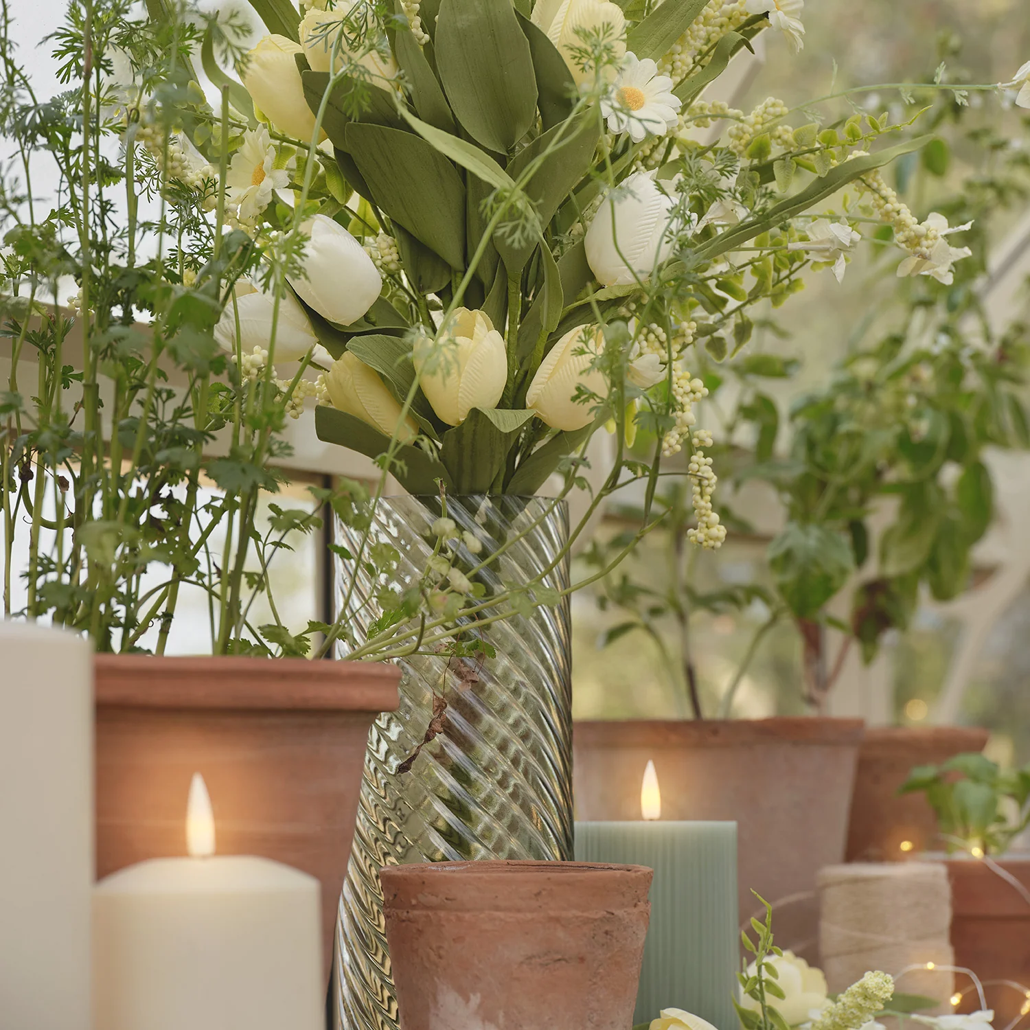 Green Textured Glass Vase - Image 3