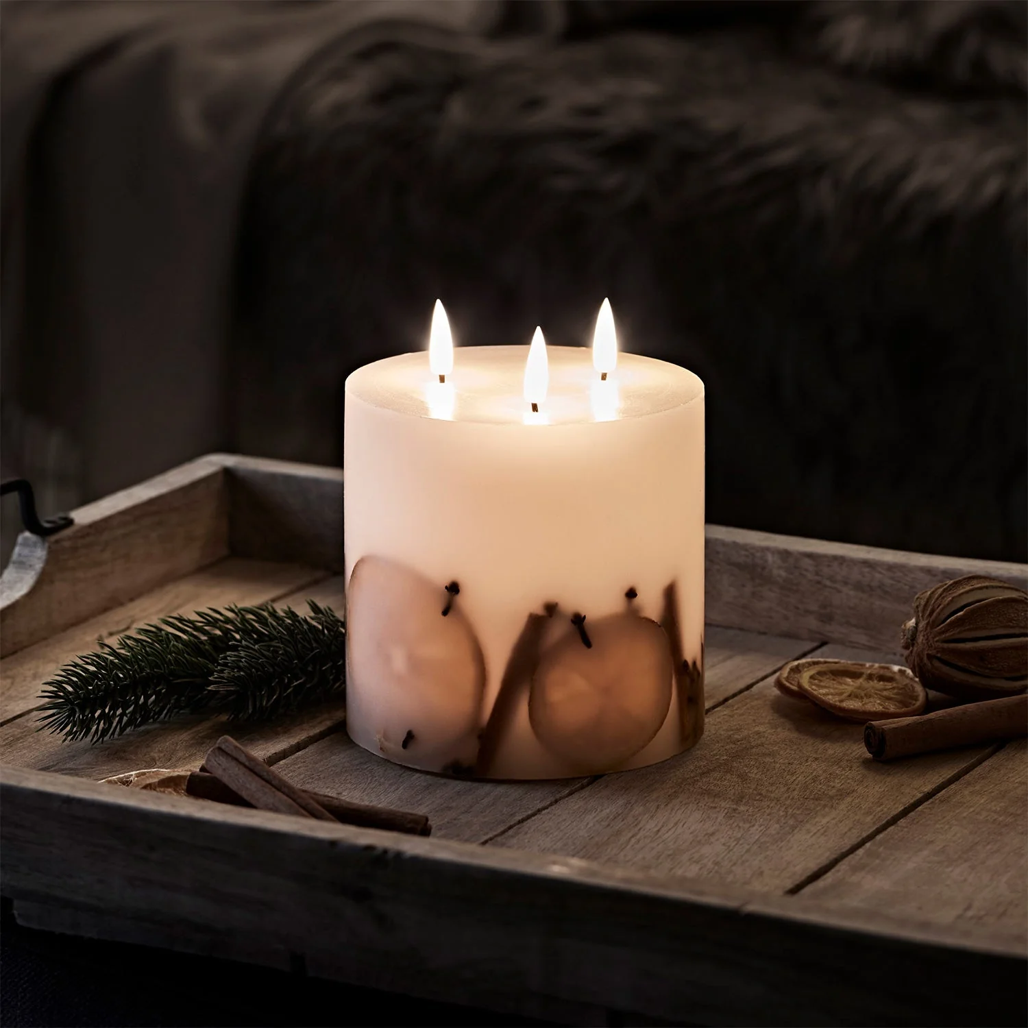 TruGlow® LED 3 Wick Winter Candle With Remote Control - Image 5