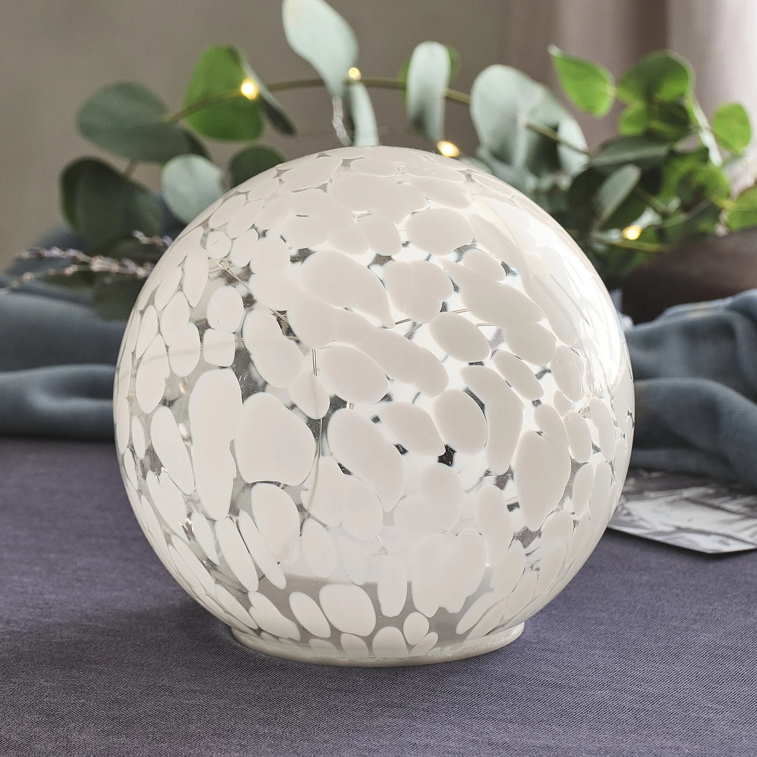 Large White Confetti Glass Globe Decoration - Image 2