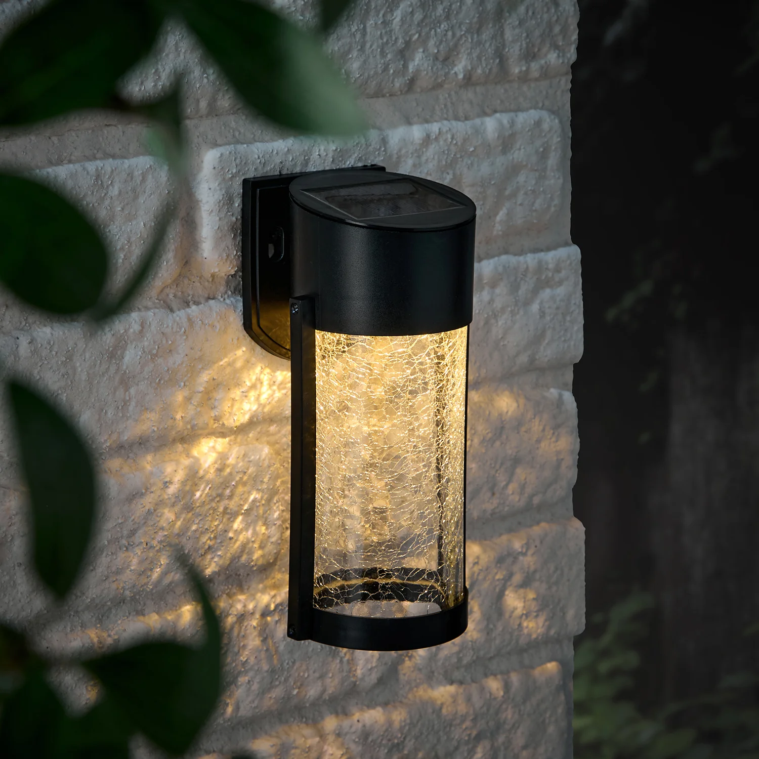Lyme Crackle Glass Solar Wall Light