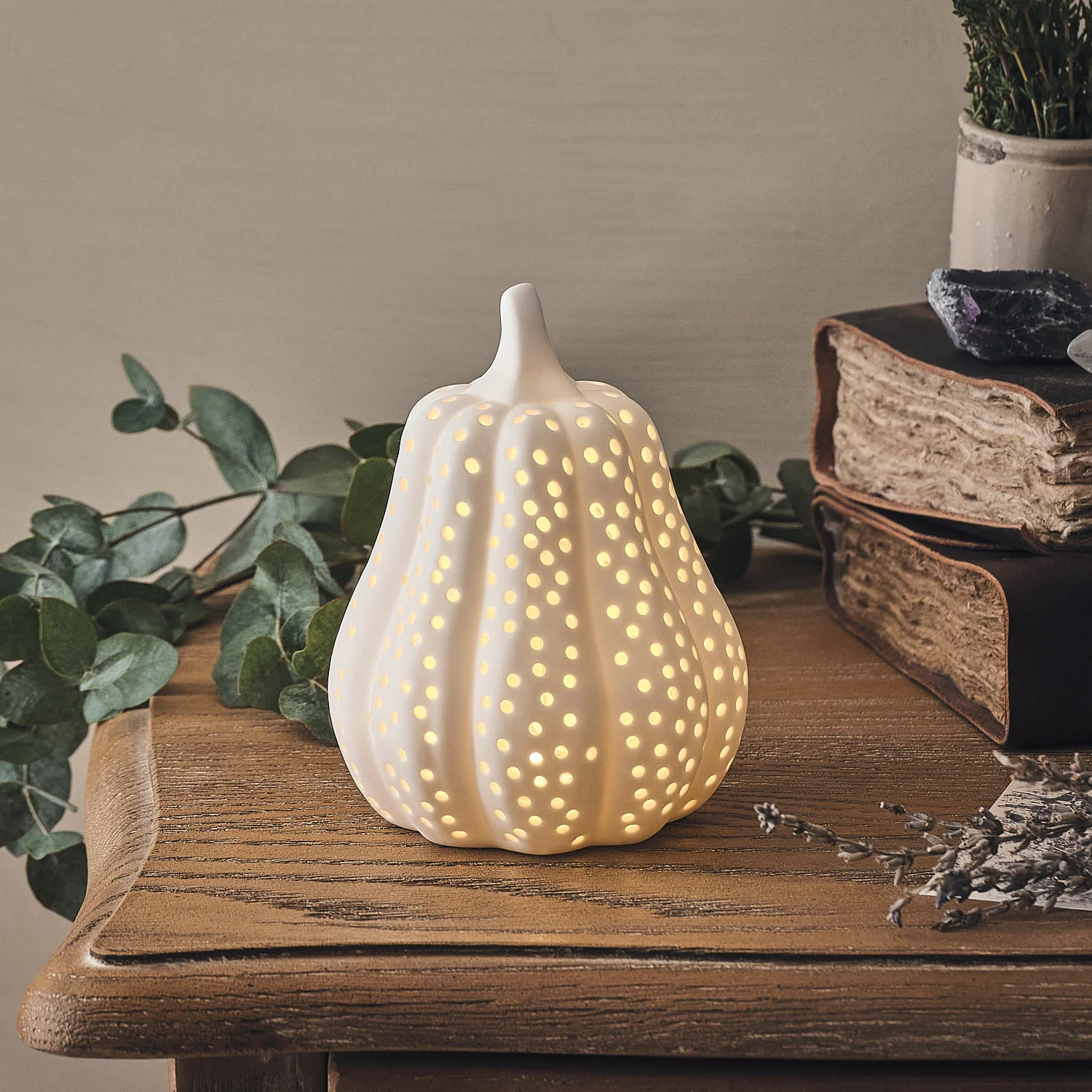 Matte White Porcelain LED Pumpkin & Squash Decorations - Image 4