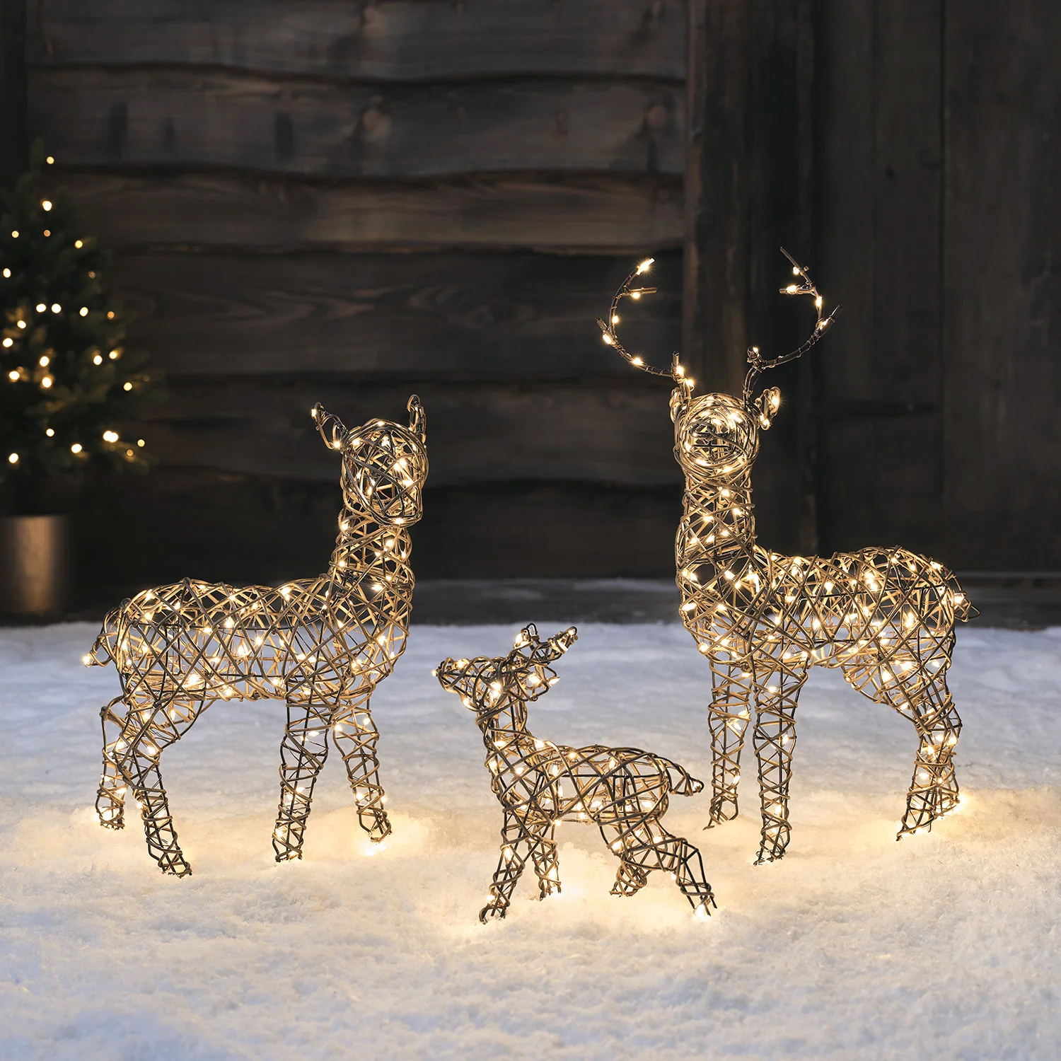 45cm Mini Studley Doe & Fawn LED Light Up Reindeer Duo - Image 3