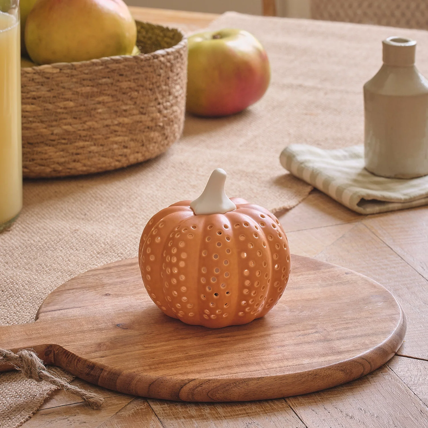 Painted Porcelain LED Pumpkin Decoration - Image 2