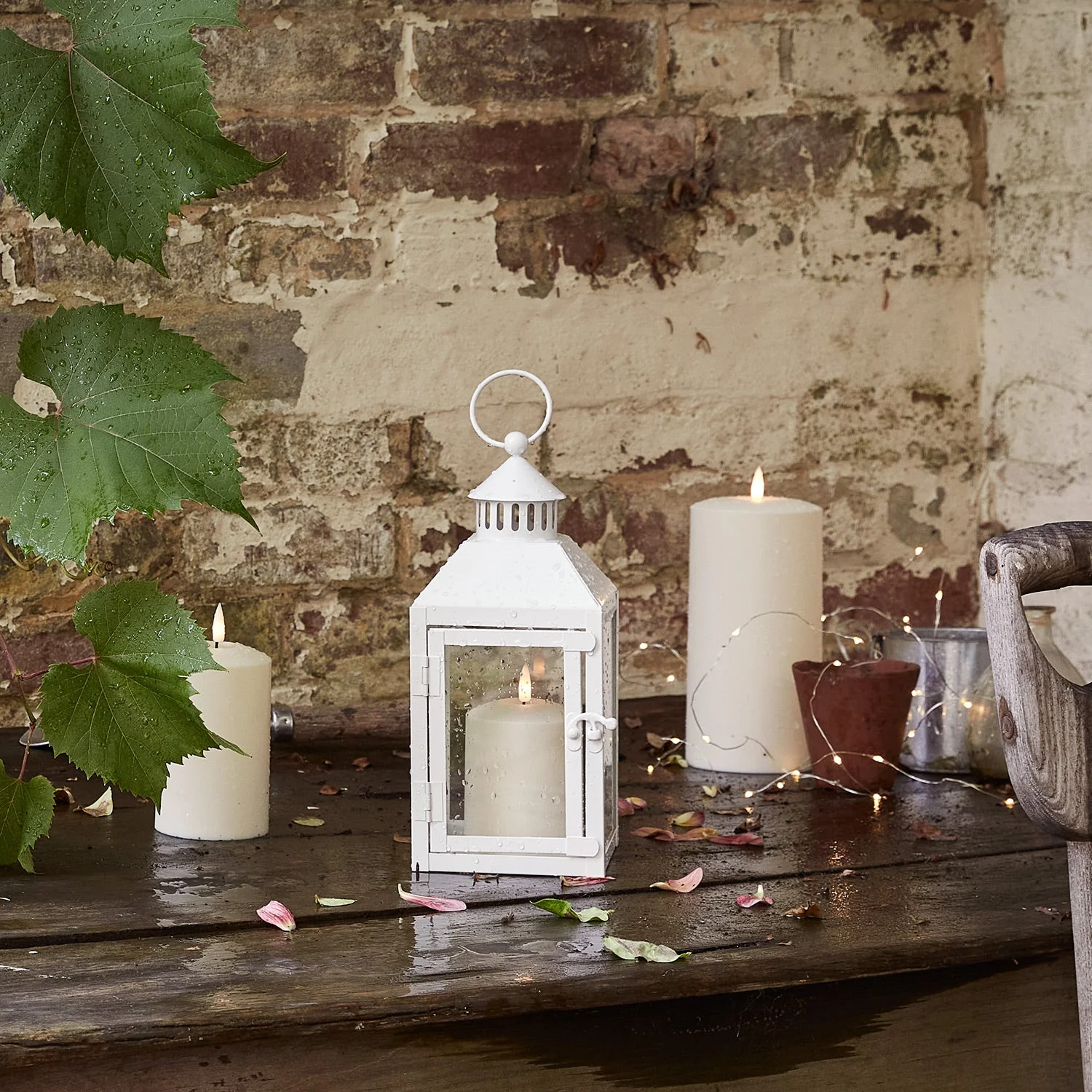 Perth White Garden Lantern with TruGlow® Candle And Remote Control - Image 5