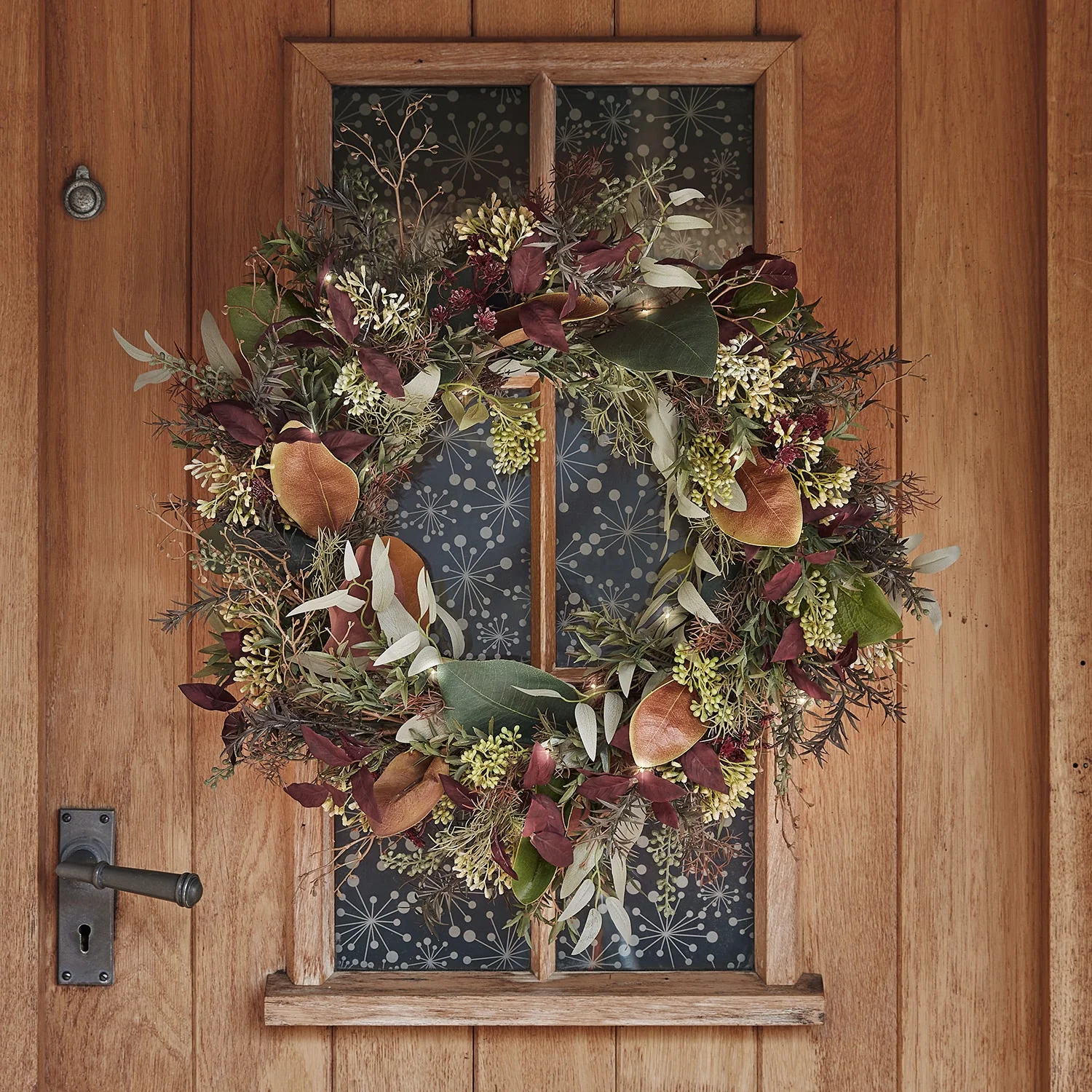 Pre Lit Autumn & Christmas Wreath & Garland - Image 5