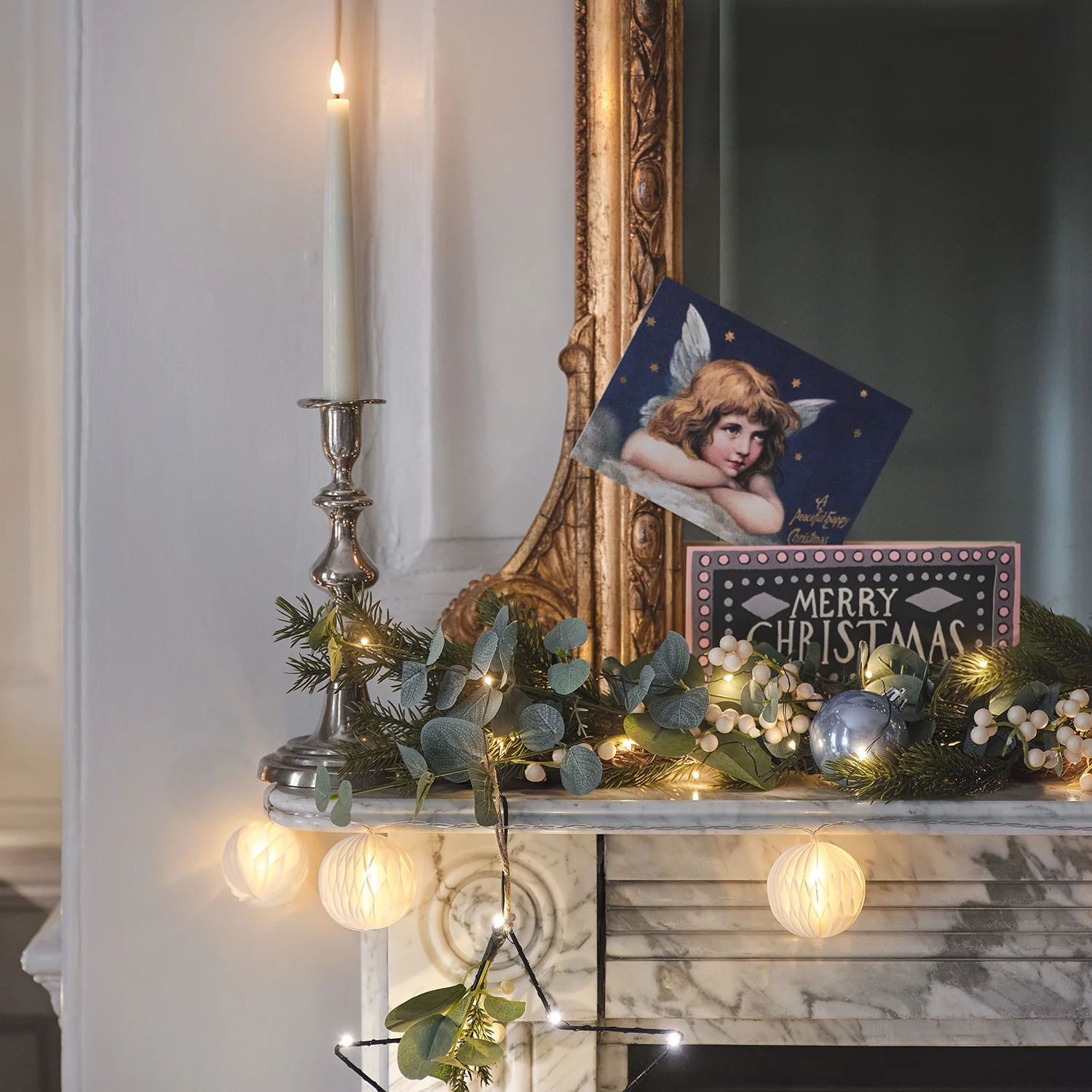 1.5m Pre Lit Eucalyptus & White Berry Christmas Garland - Image 7